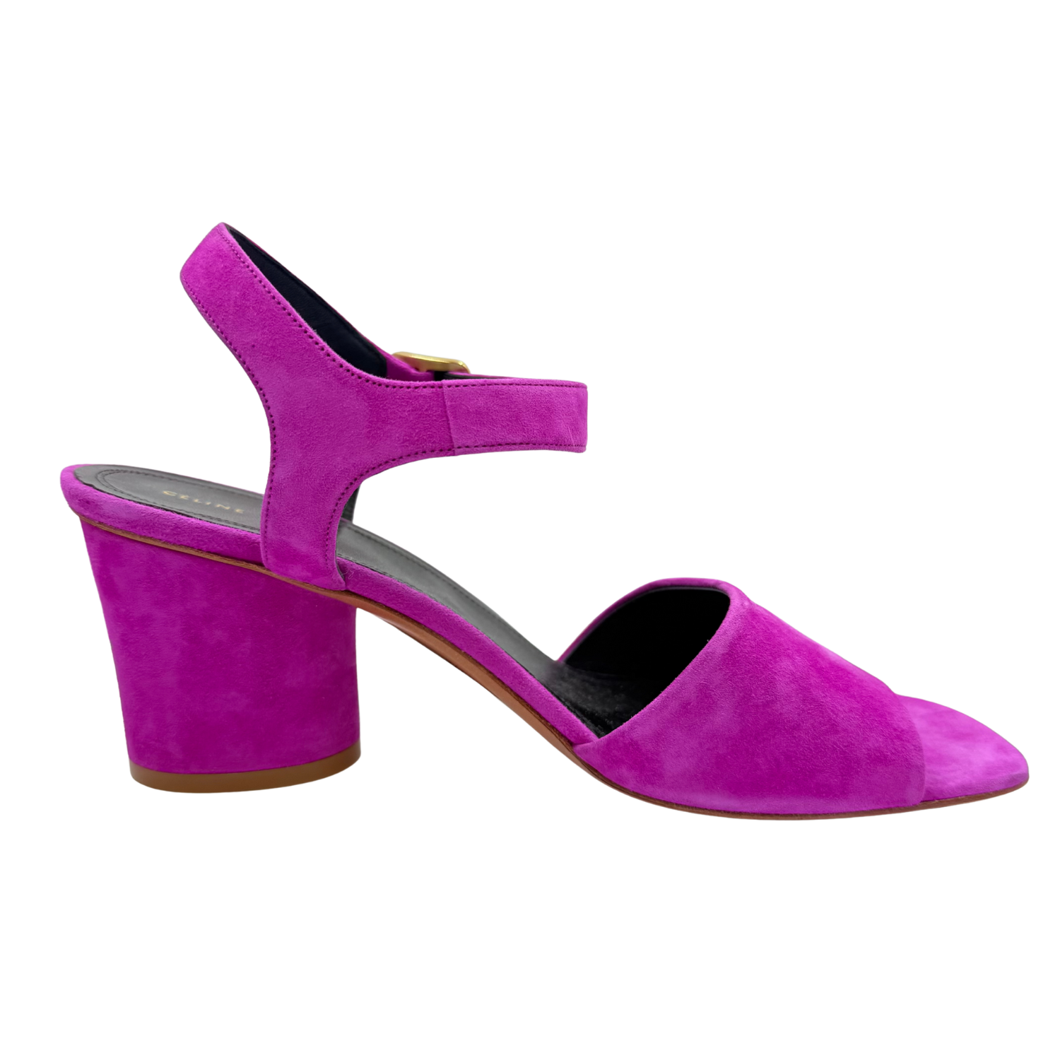 Celine Block Heel Slingback Sandals Fushia