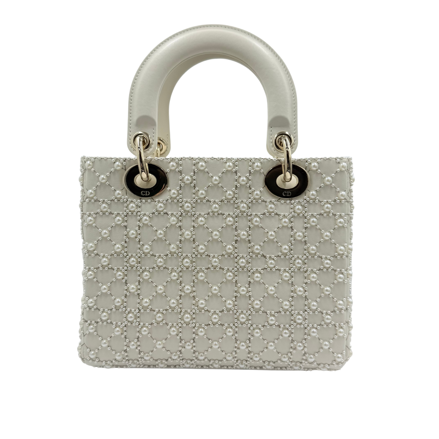 Christian Dior Small Pearl Cannage Lady Dior Ivory