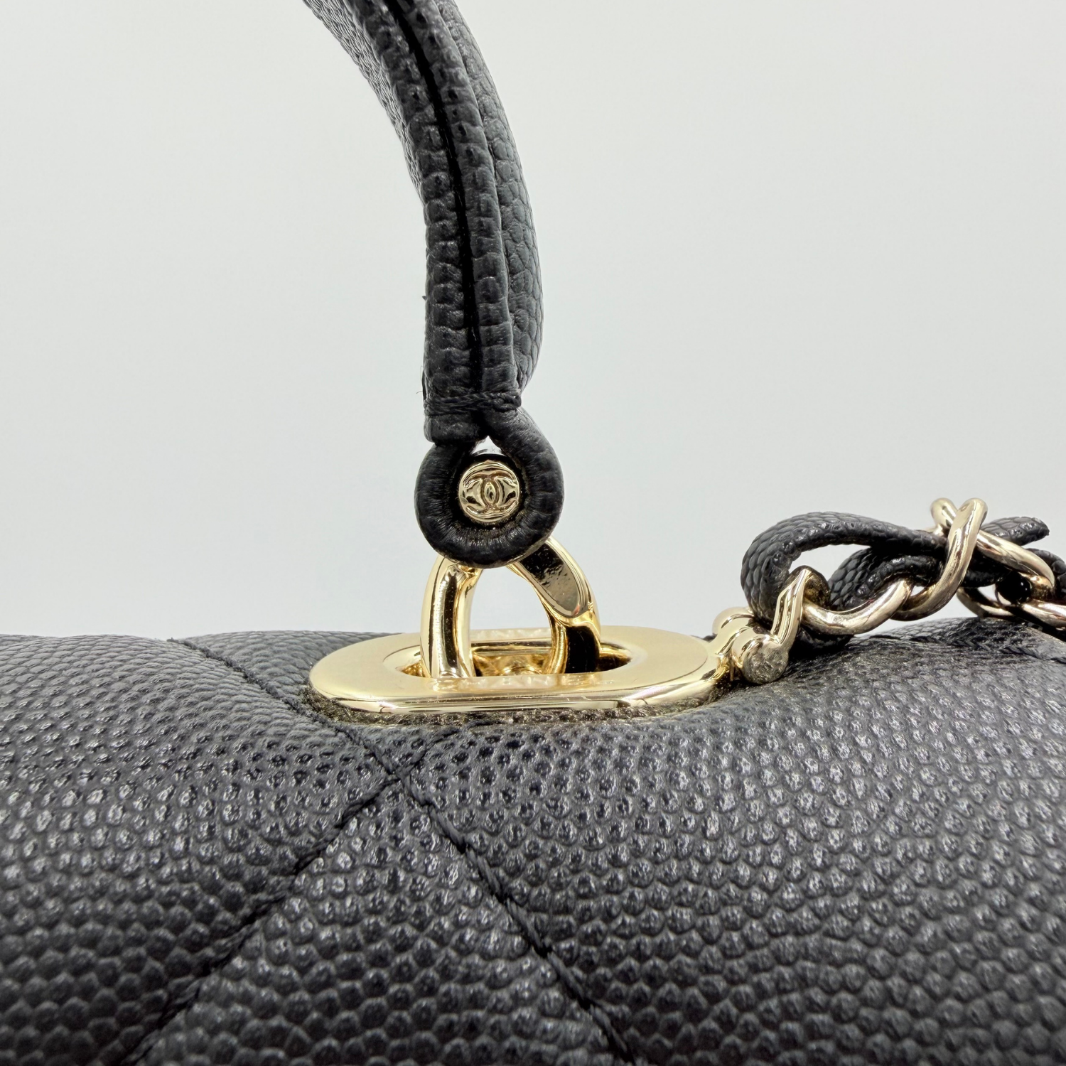 Chanel Small Quilted Caviar Retro Twist Flap Bag with Top Handle Black