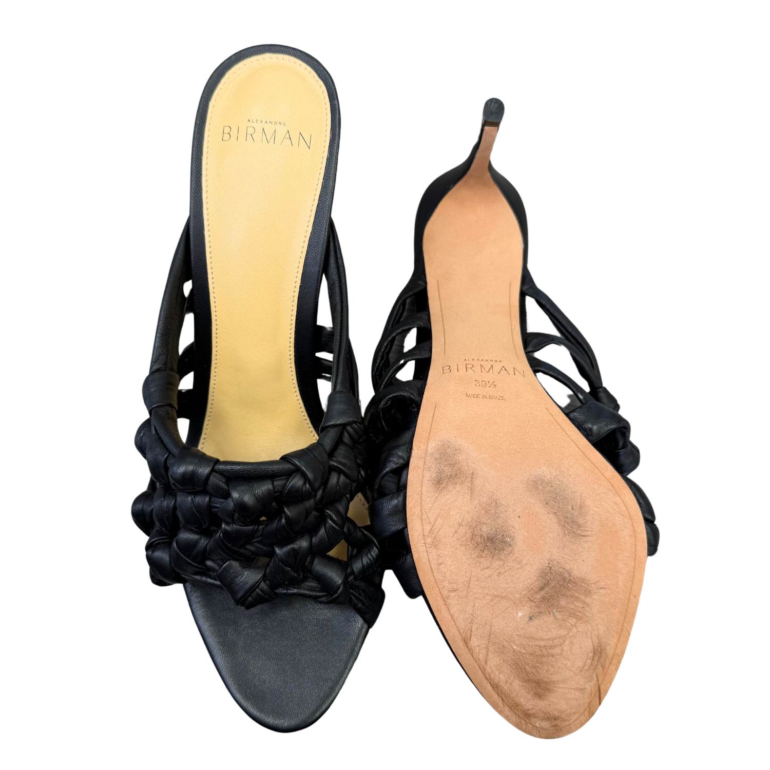 Alexandre Birman Carlotta Braided Leather Heeled Sandals Black