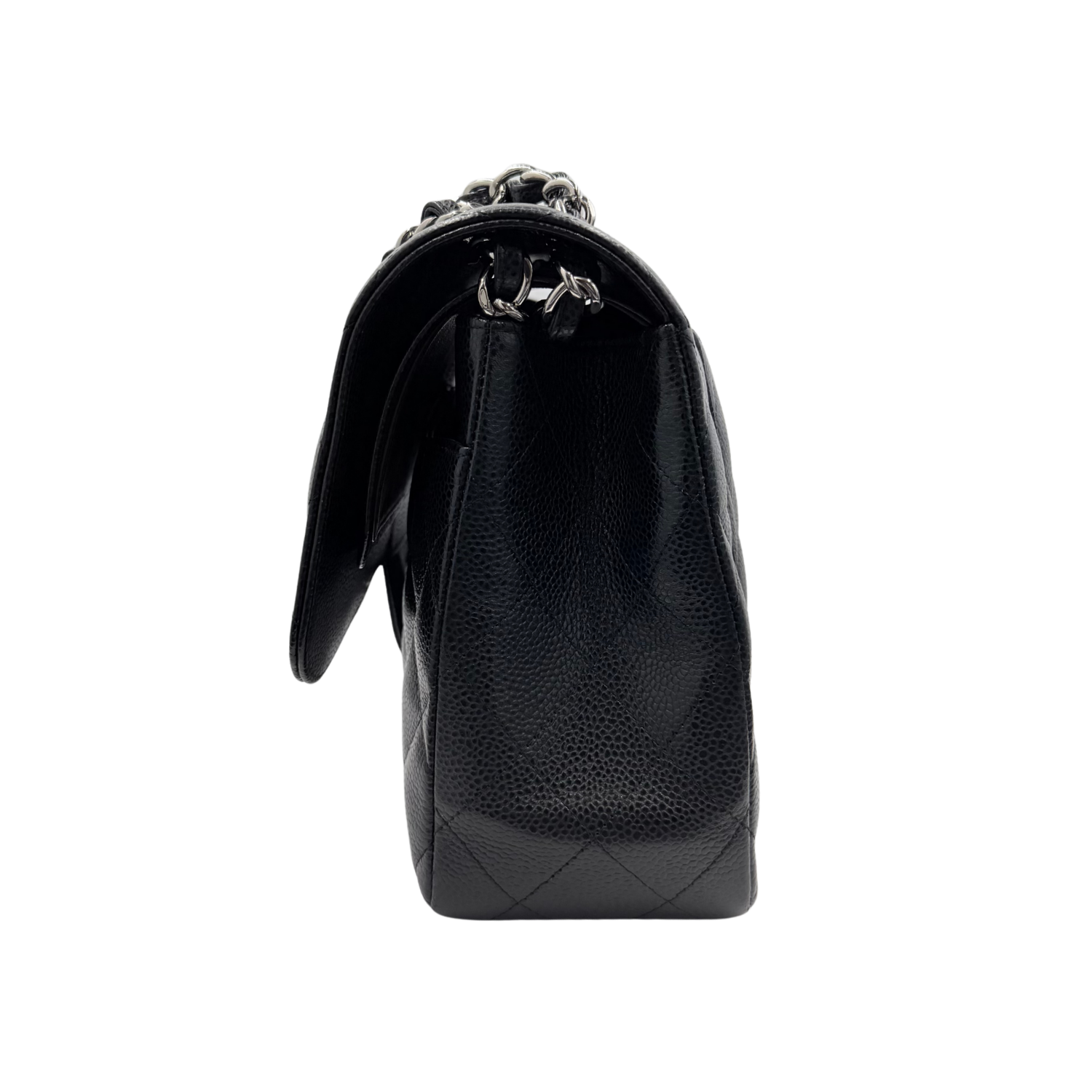 Jumbo Quilted Caviar Classic Double Flap Black