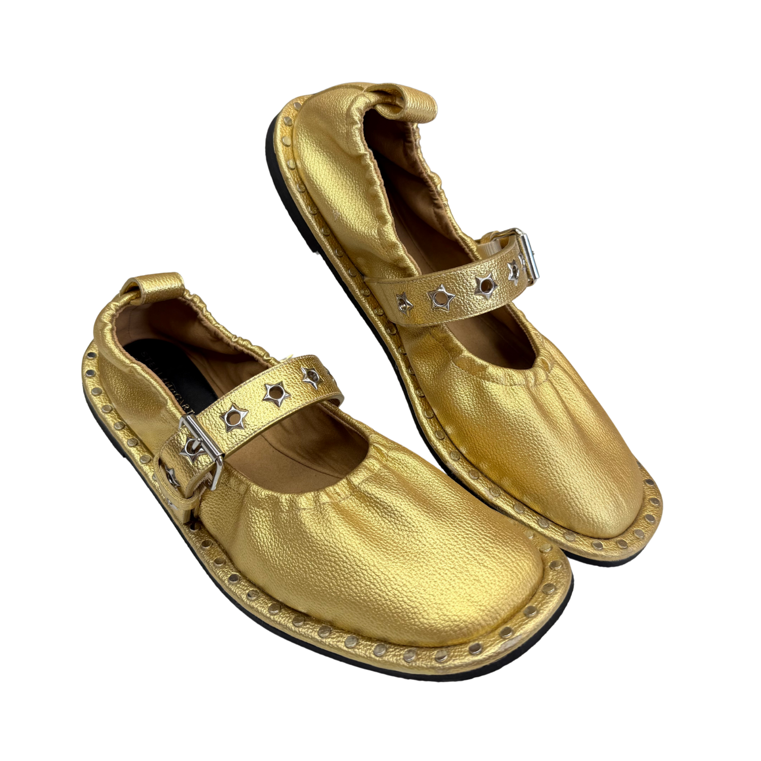 Stella McCartney Falabella Buckled Mary Jane Ballet Flats Gold