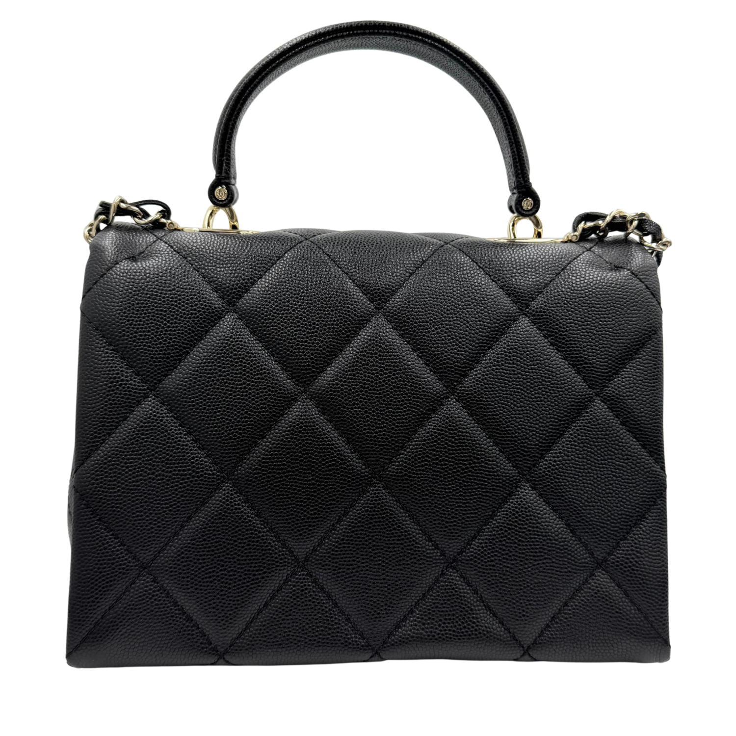 Chanel Small Quilted Caviar Retro Twist Flap Bag with Top Handle Black