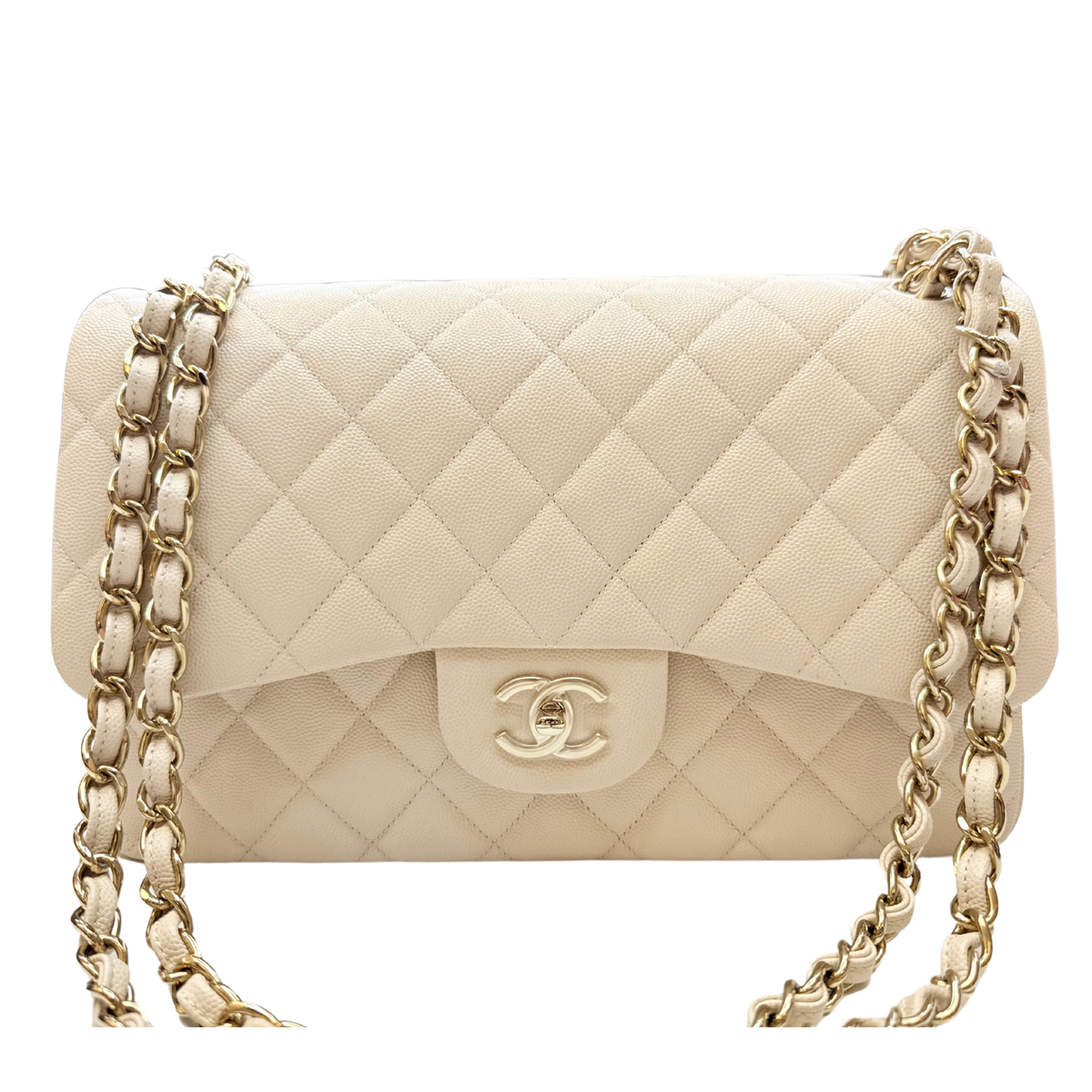 Chanel Caviar Jumbo Double Flap Classic Cream