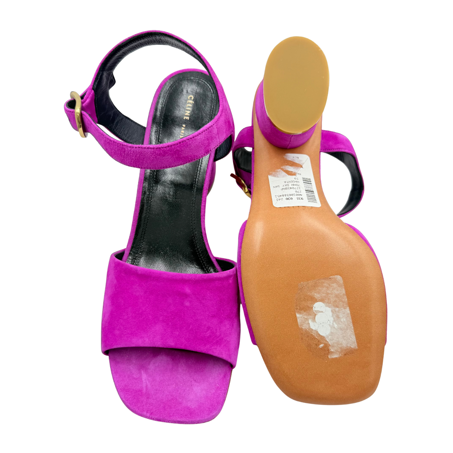 Celine Block Heel Slingback Sandals Fushia