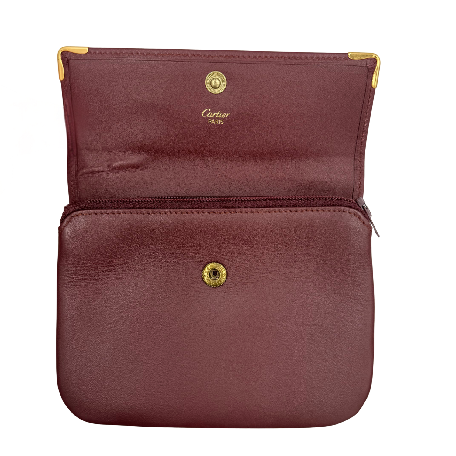 Cartier Medium Vintage Pouch Flap Wallet Burgundy