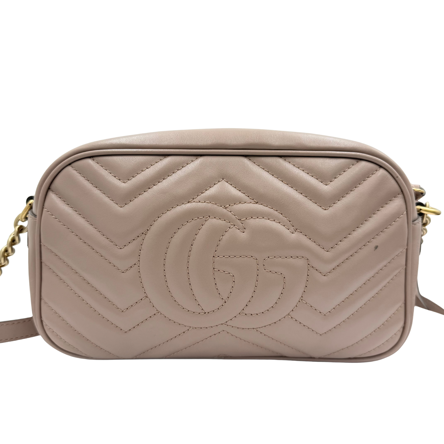 Gucci GG Medium Leather Marmont Crossbody Bag Tan