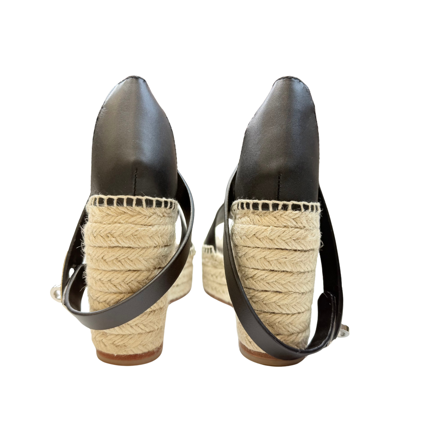 Hermès Leather Espadrilles Wedges Black
