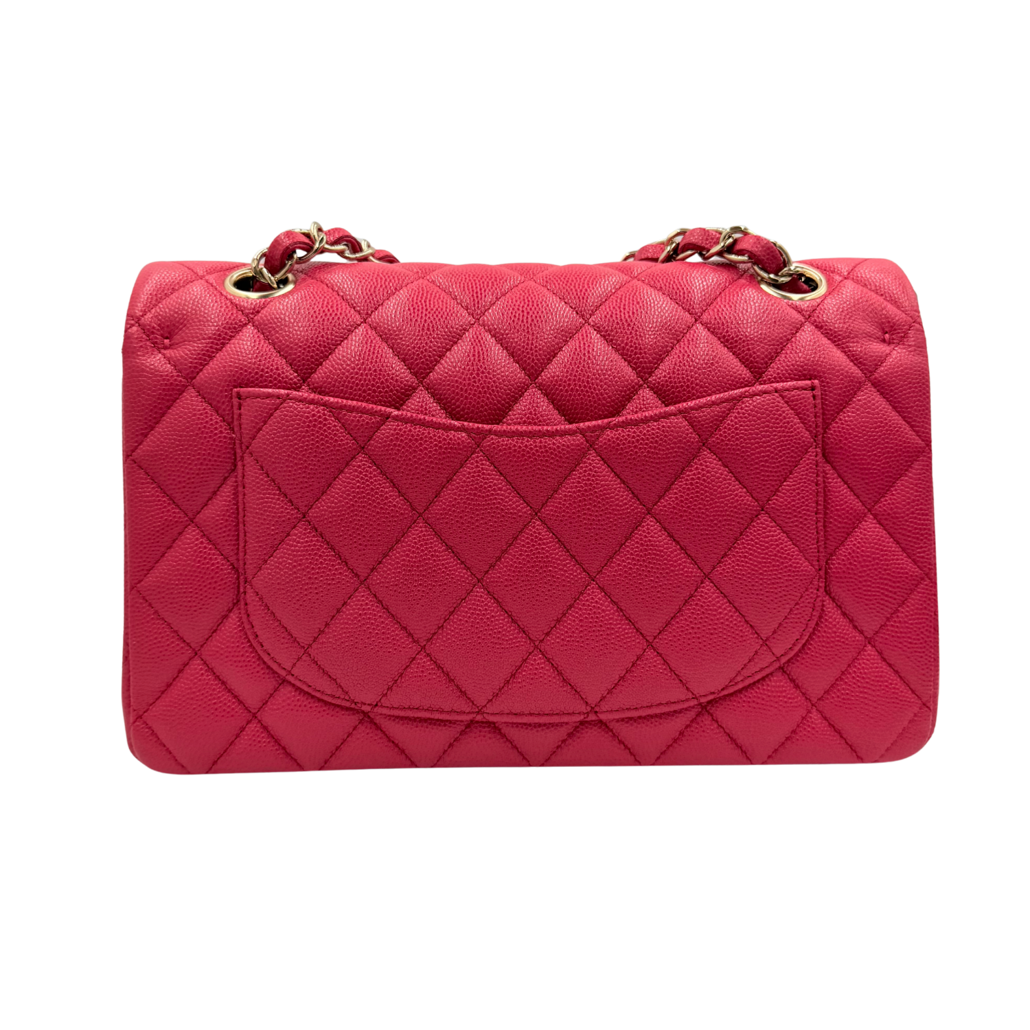 Chanel Small Quilted Caviar Classic Double Flap Bag Raspberry Red