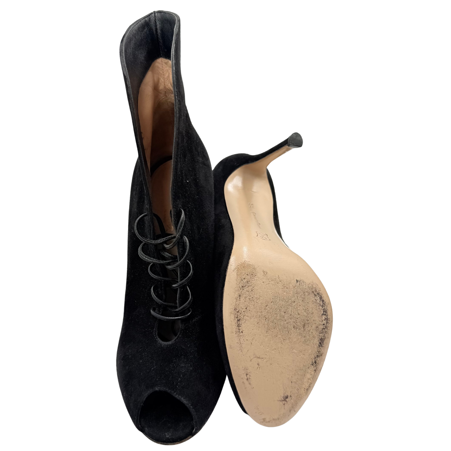 Gianvito Rossi Suede Jane Ankle Booties Black