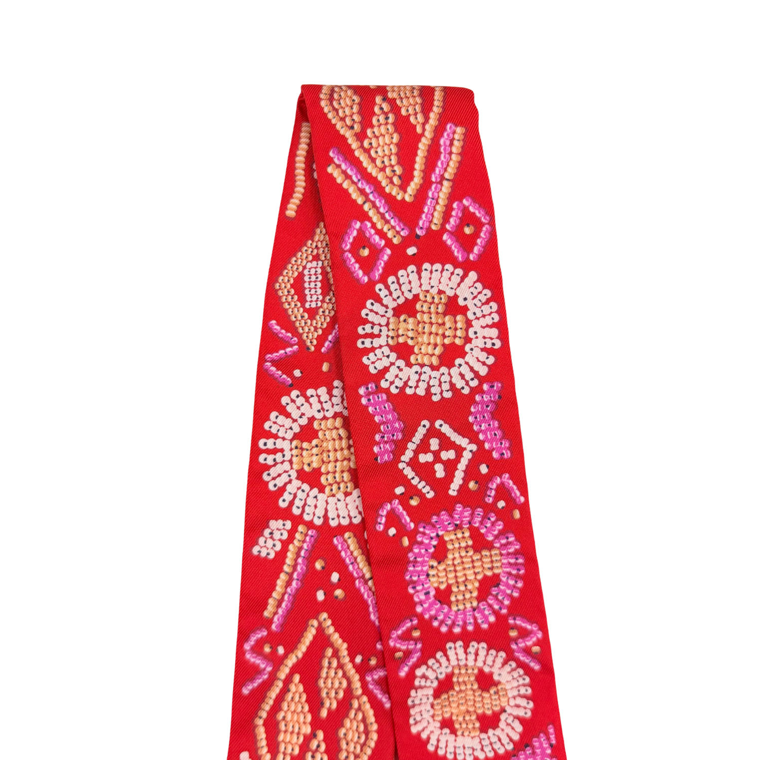 Kelly en Perles Red Silk Twilly Scarf