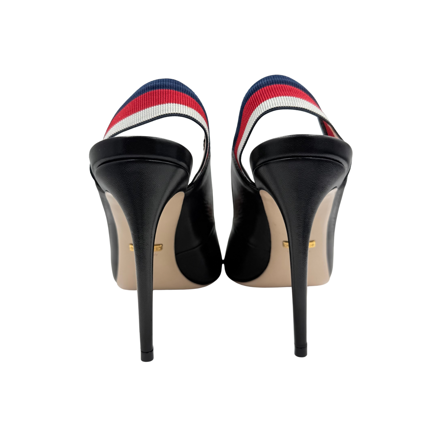 Gucci Sylvie Web Accent Leather Slingback Pumps Black