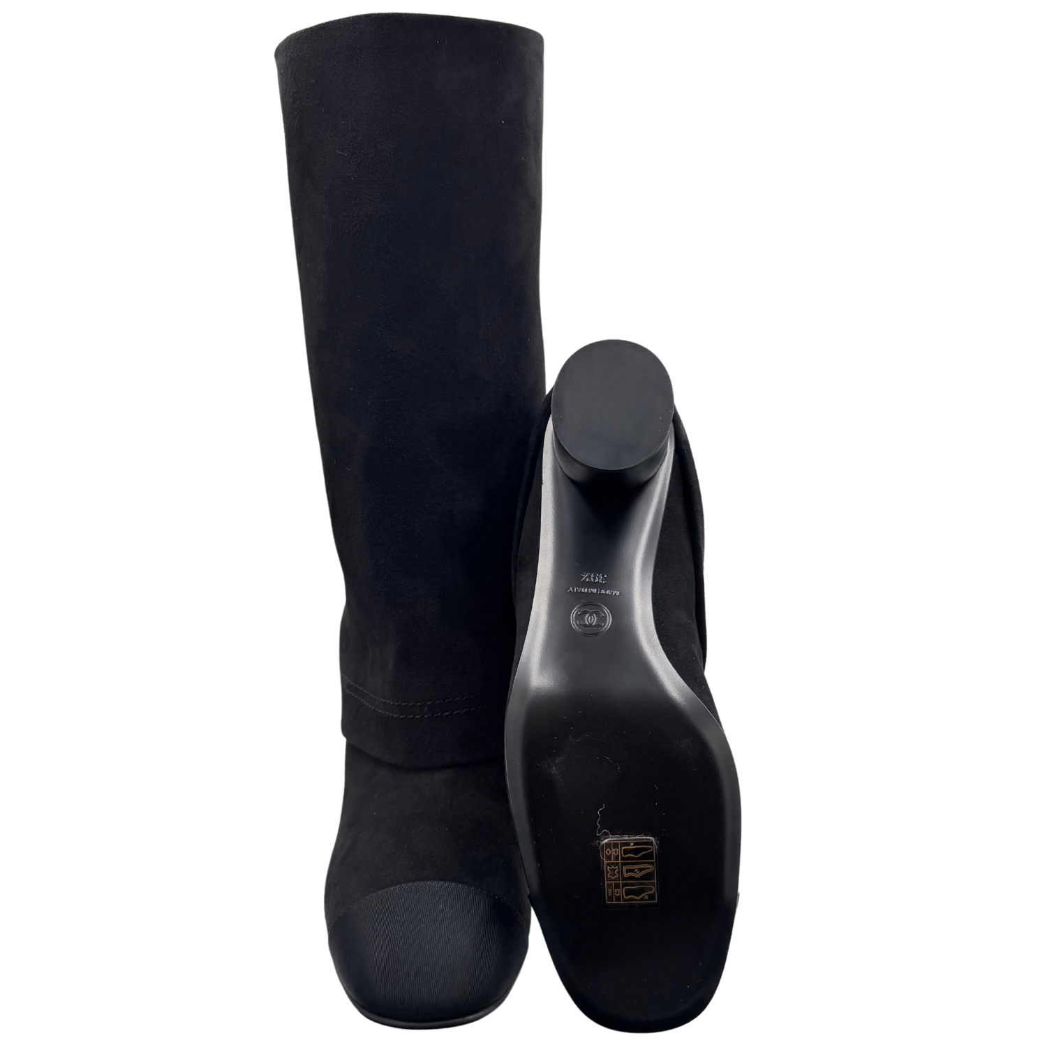 Chanel 2025 Interlocking CC Logo Rain Boots Black Size 39.5