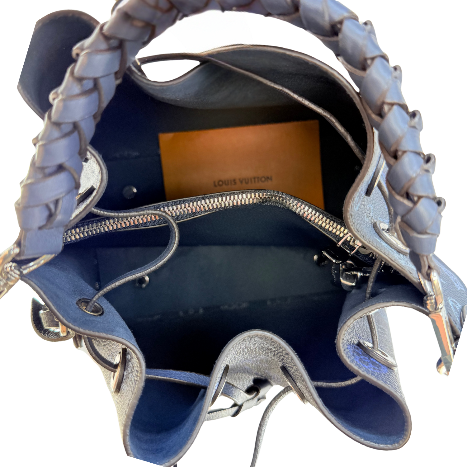 Louis Vuitton Muria Bucket Bag Flight Mode Mahina Leather Blue