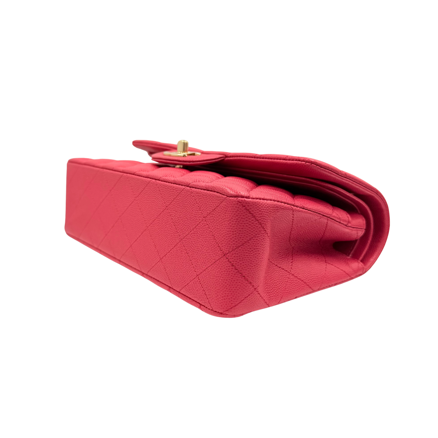 Chanel Small Quilted Caviar Classic Double Flap Bag Raspberry Red