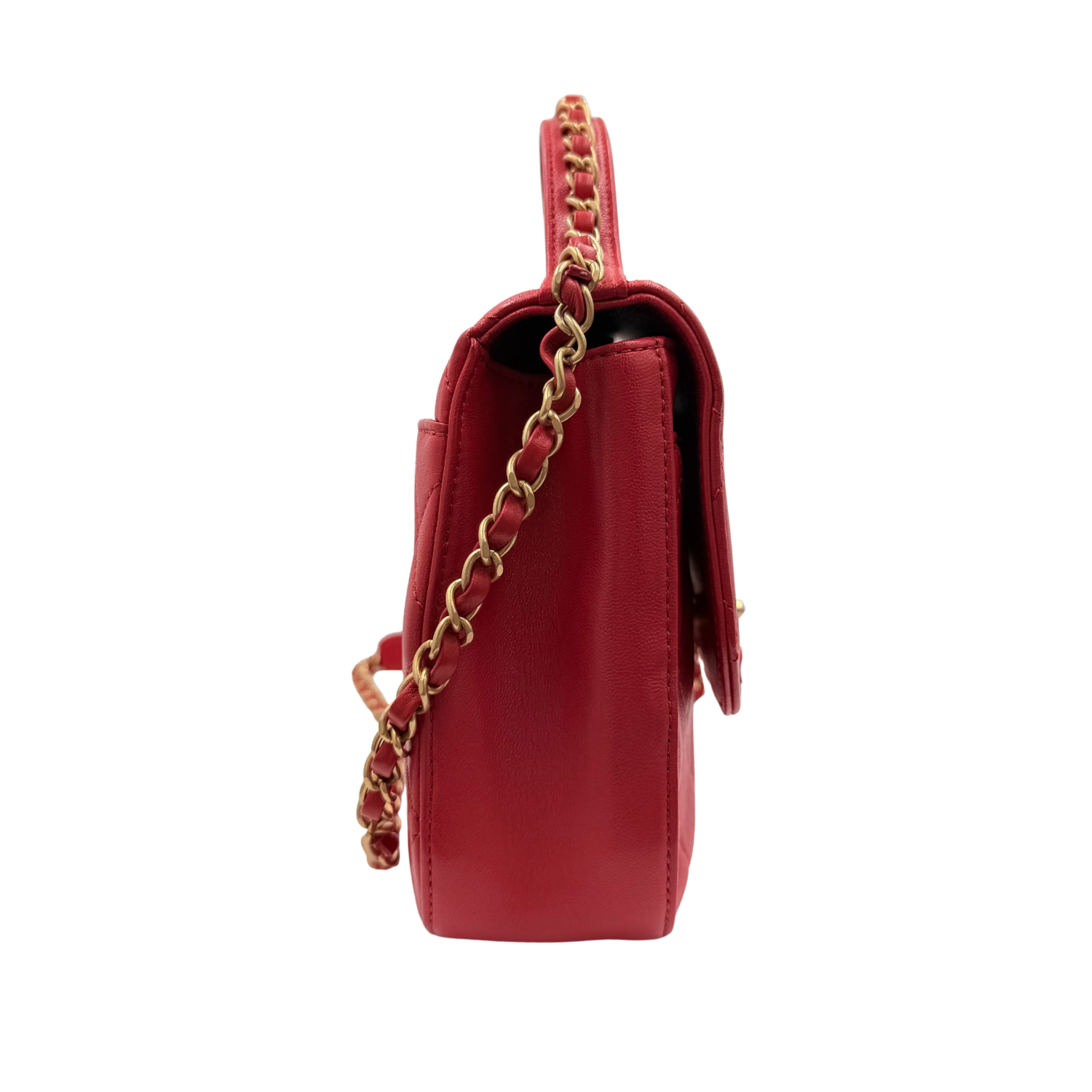 Chanel Quilted Calfskin Chain Affinity Flap Bag Red