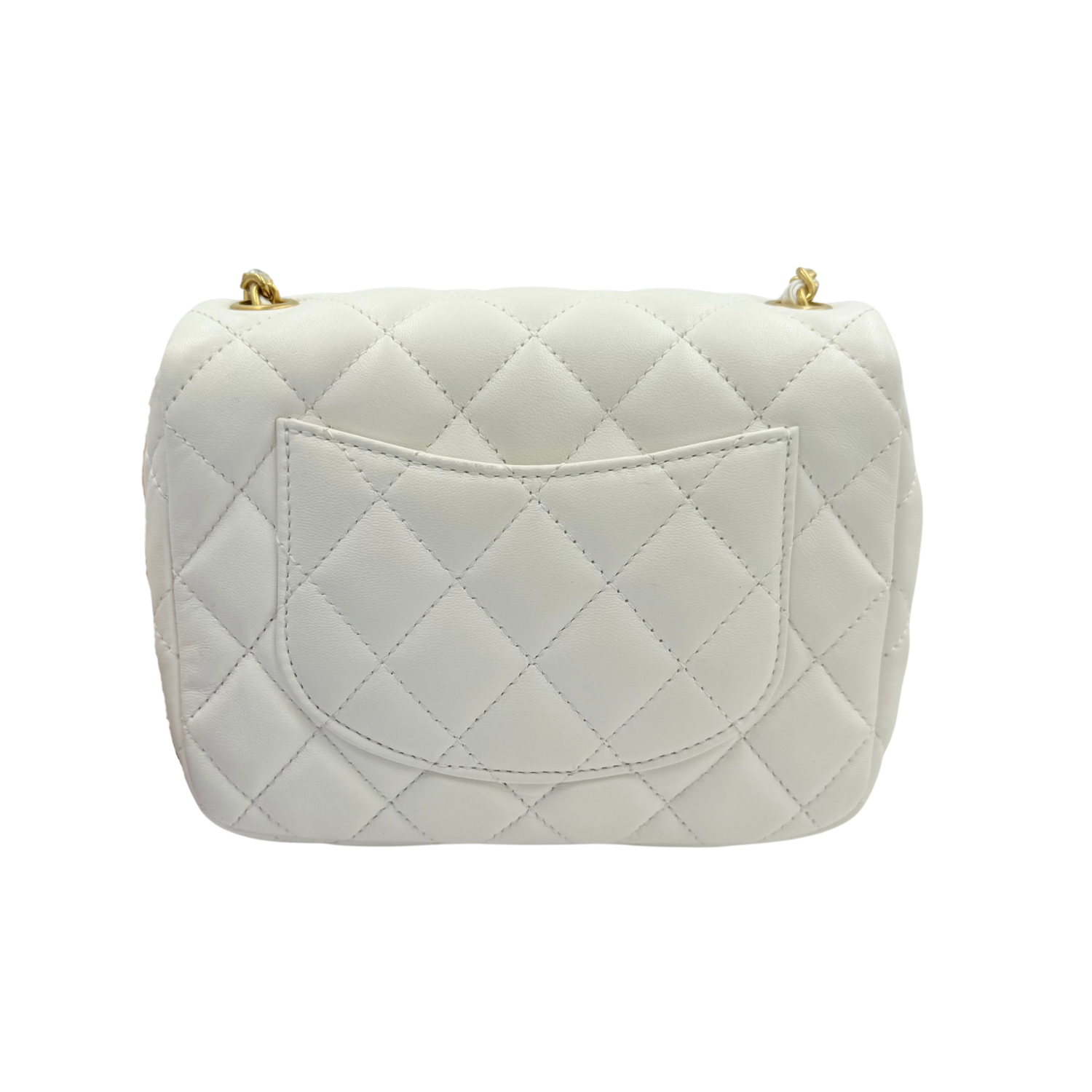 Chanel Quilted Small Coco Hearts Square Flap Bag White