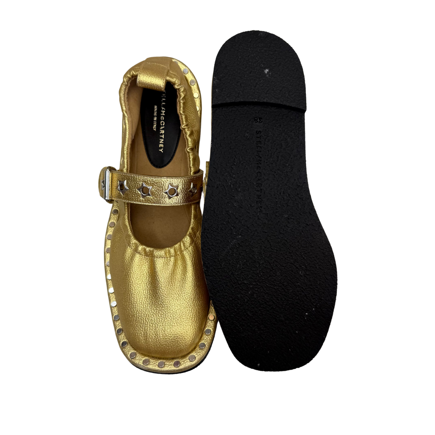 Stella McCartney Falabella Buckled Mary Jane Ballet Flats Gold