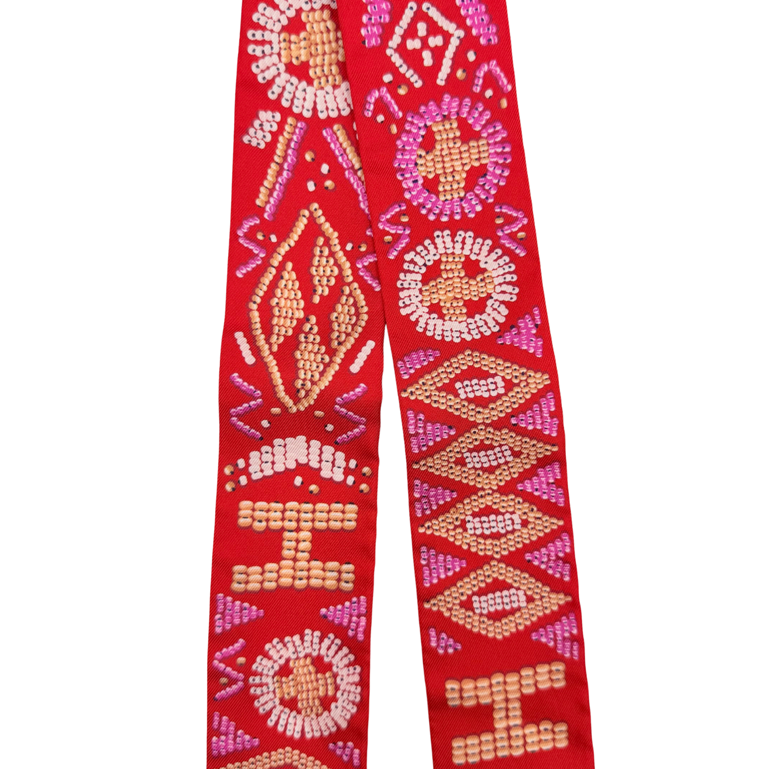 Kelly en Perles Red Silk Twilly Scarf