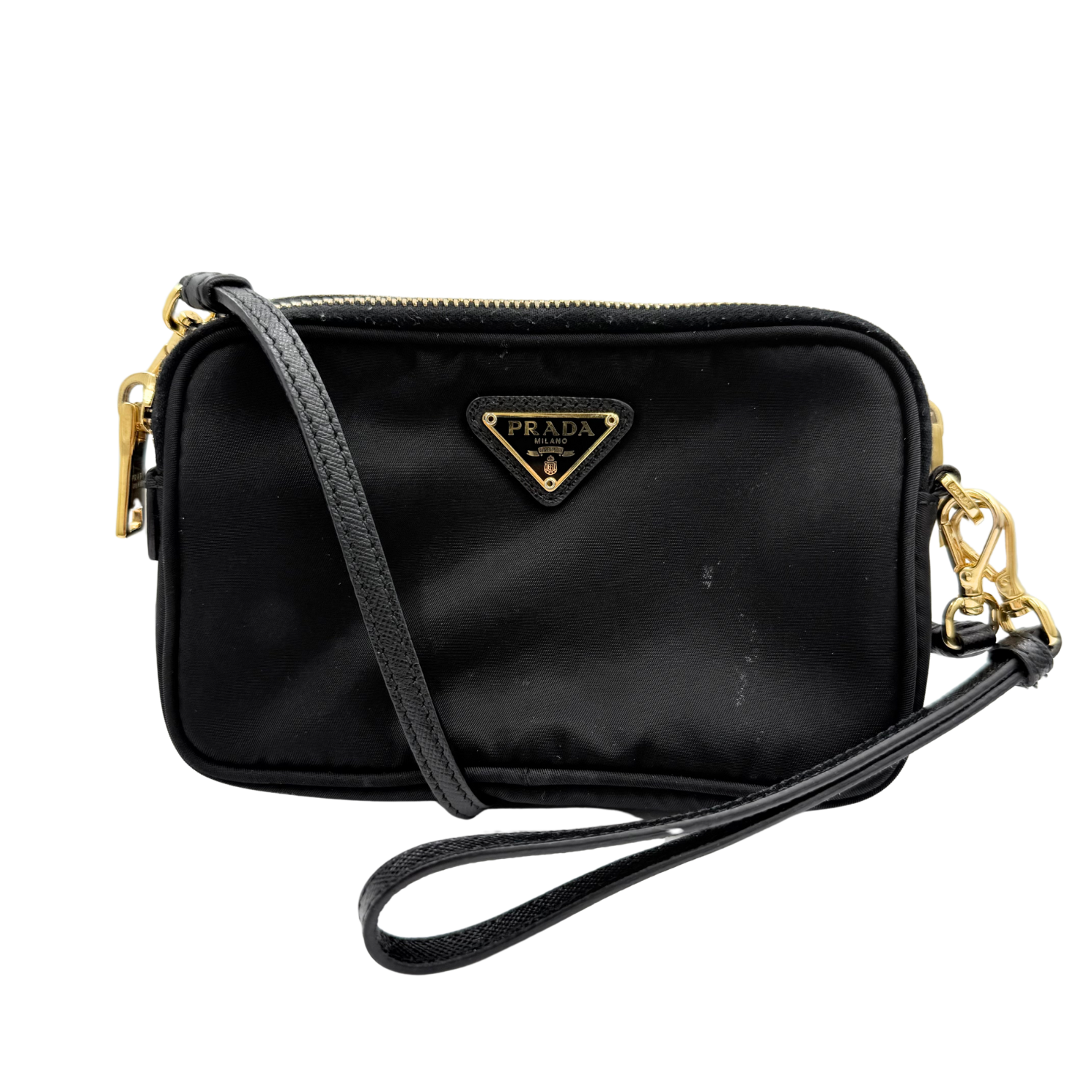 Prada Saffiano Leather Crossbody Mini Camera Bag Black