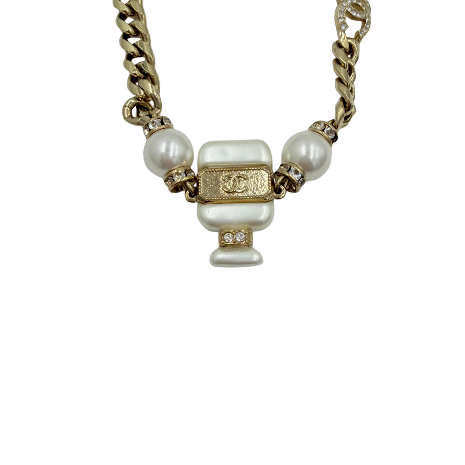 Chanel CC Strass & Resin No. 5 Perfume Bottle Pendant Choker Necklace