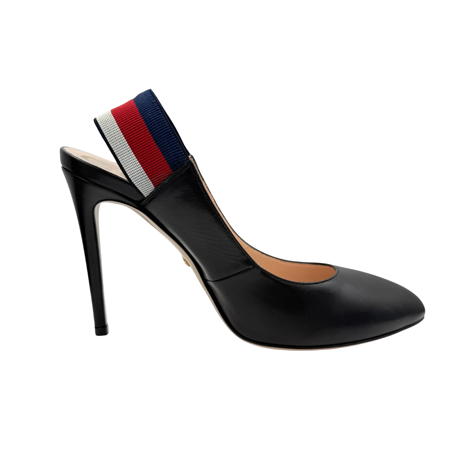Gucci Sylvie Web Accent Leather Slingback Pumps Black