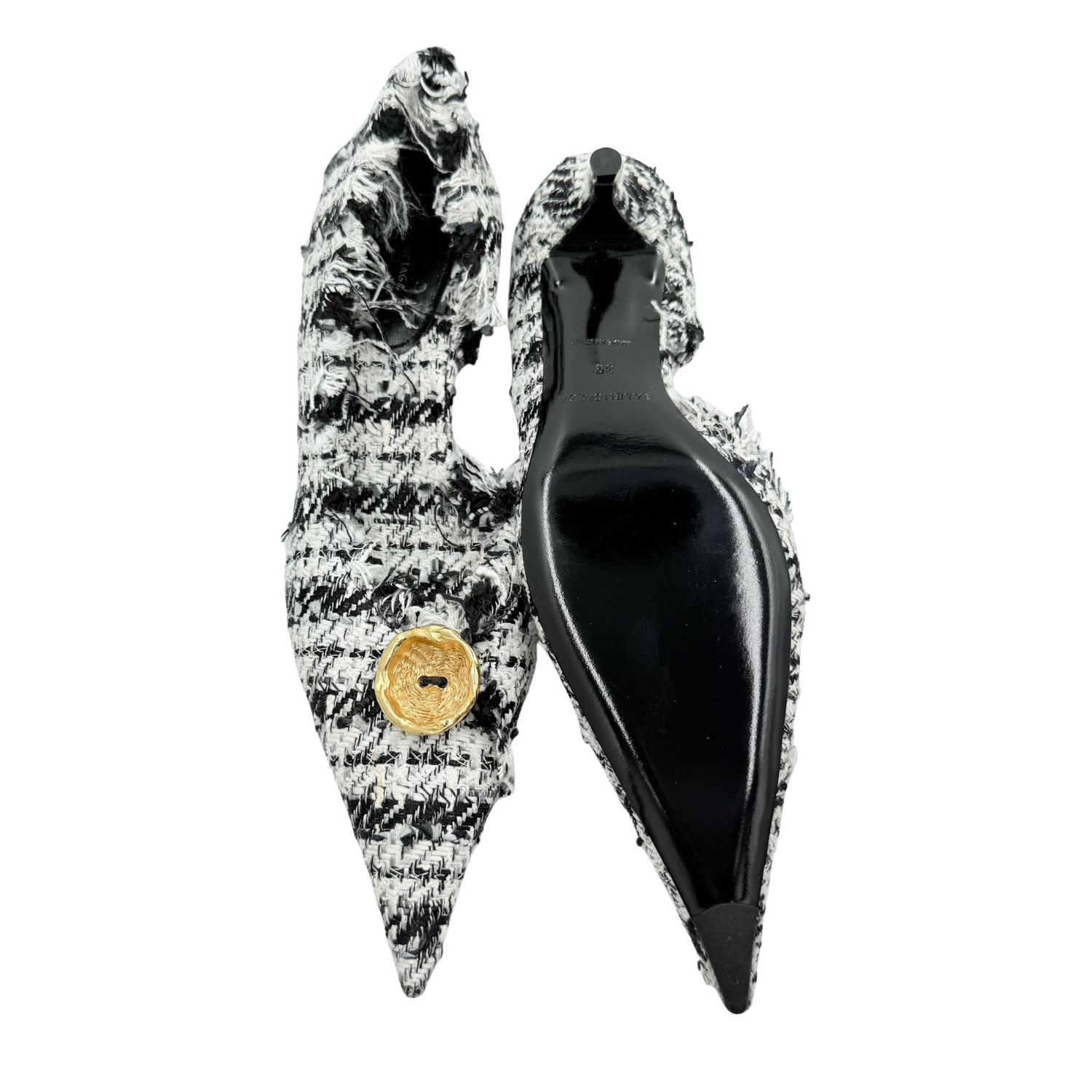 Balenciaga Tweed Pattern D'Orsay Pumps