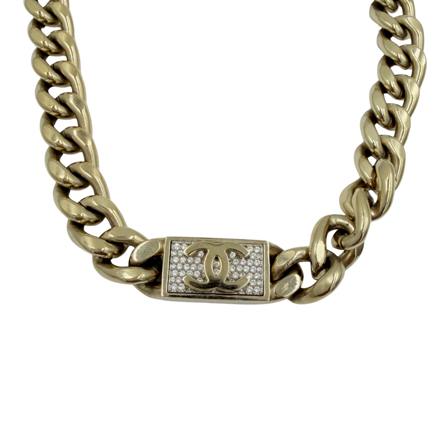 Chanel Strass CC Curb Link Choker Necklace