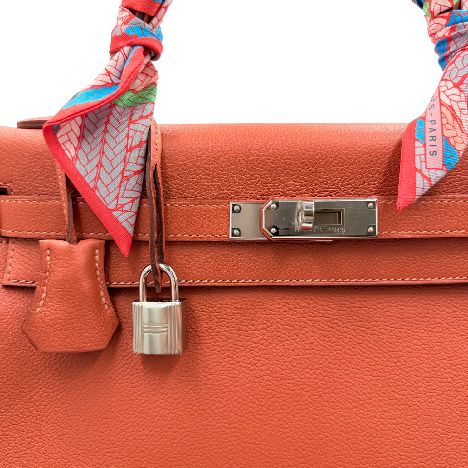 Hermès Kelly 32 Cuivre Evercolor Leather with Palladium Hardware (comes with Hermès Twilly)