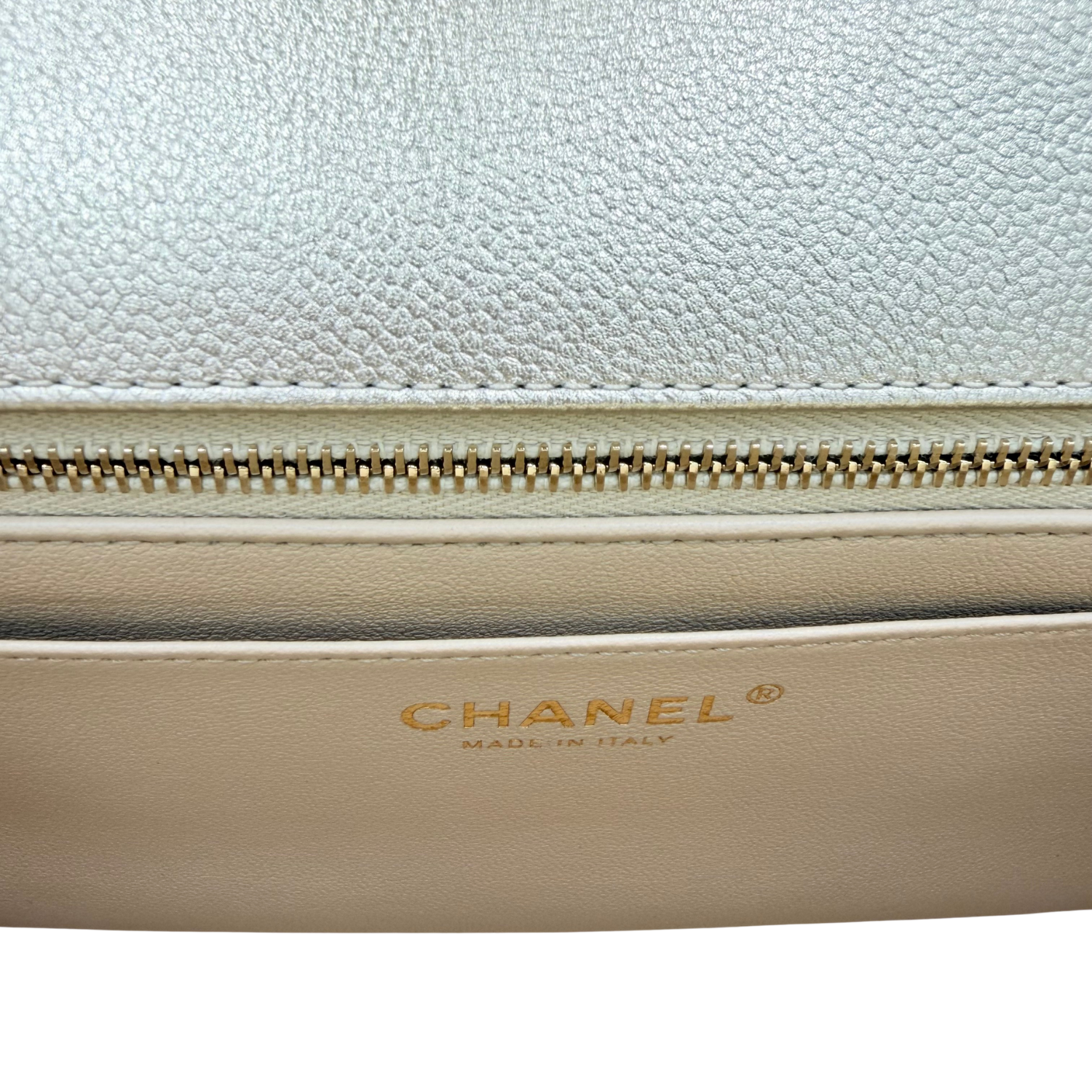 Chanel Limited Edition Small Single Flap Quilted Caviar Leather Bag with Adjustable Strap Light Gold