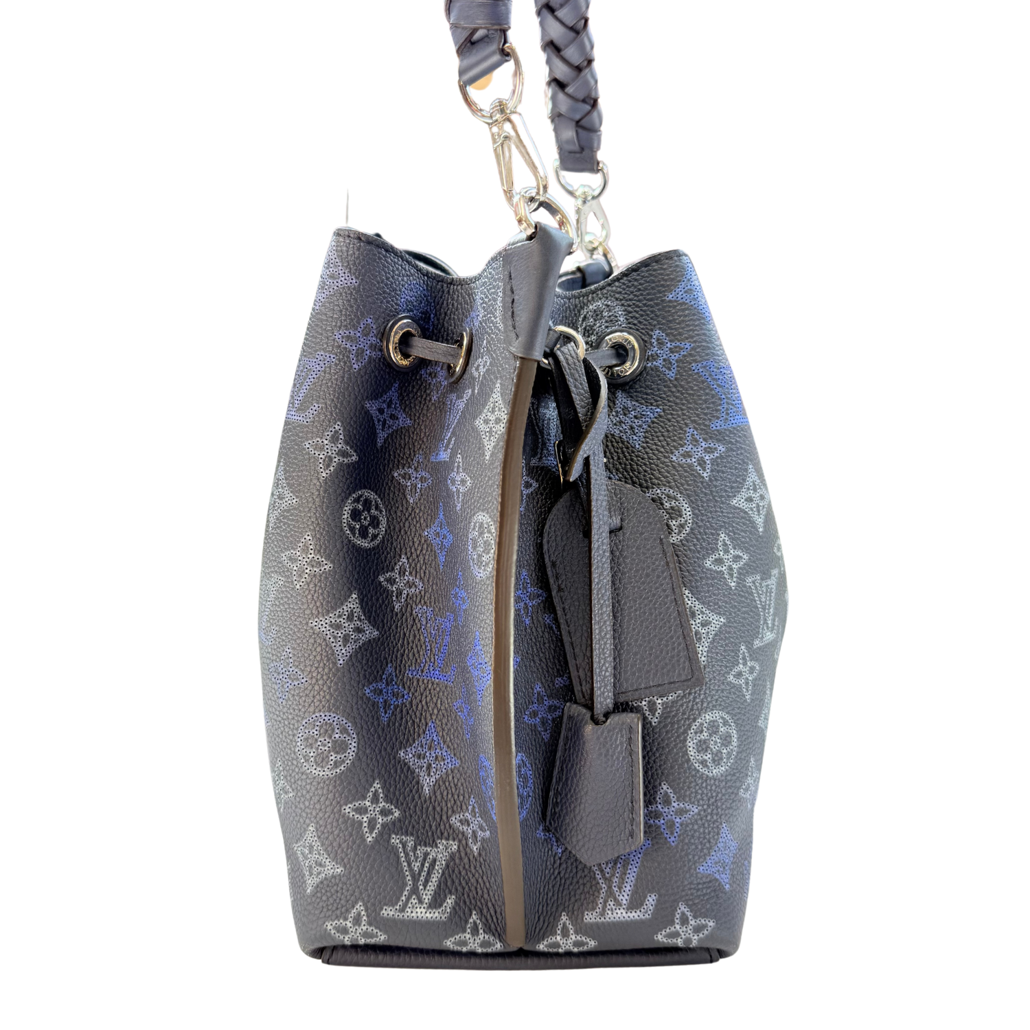 Louis Vuitton Muria Bucket Bag Flight Mode Mahina Leather Blue