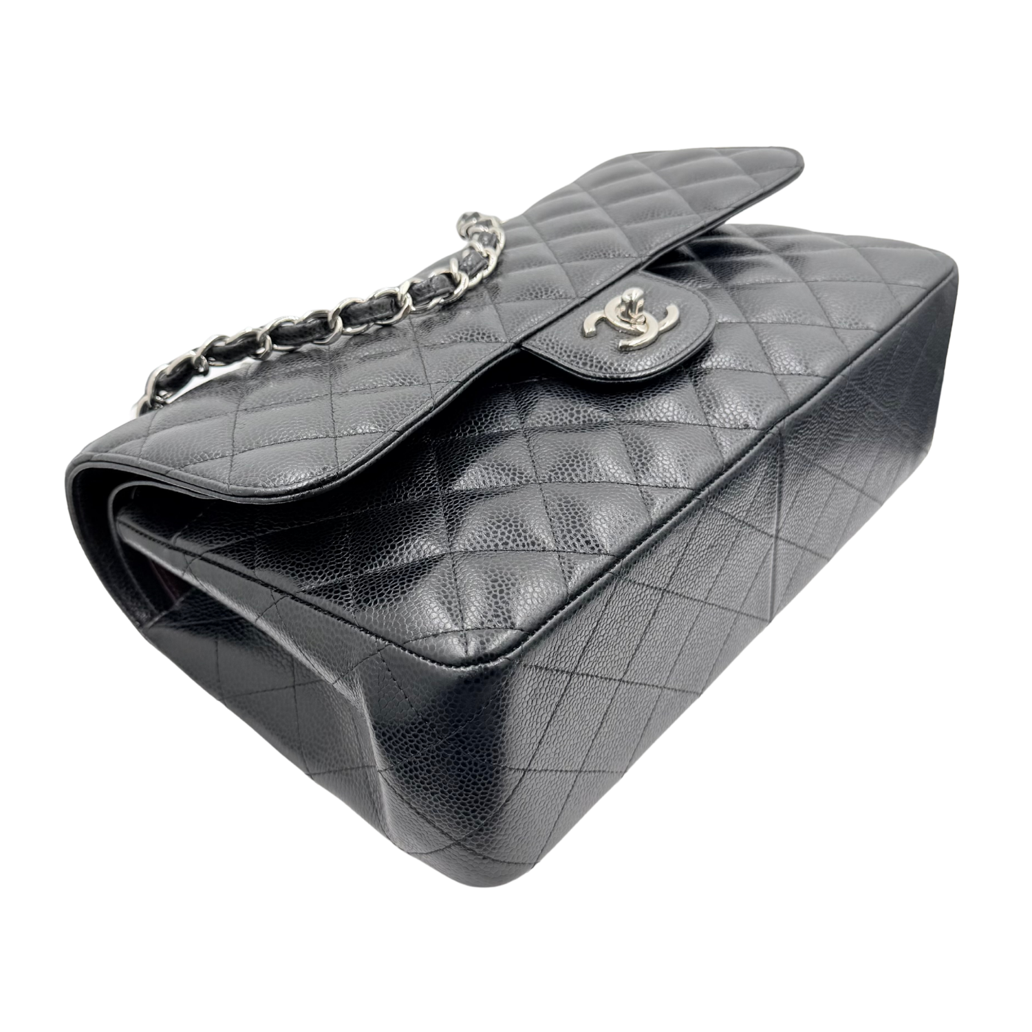 Jumbo Quilted Caviar Classic Double Flap Black