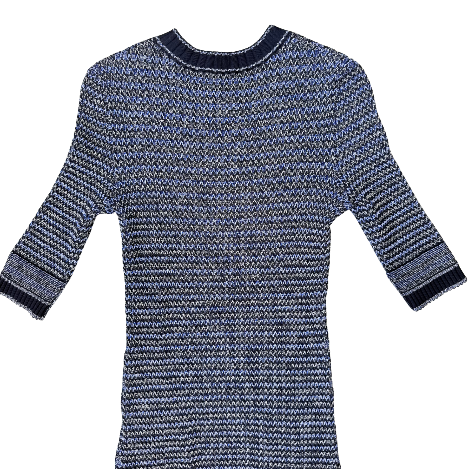 Chanel CC Knitted Midi Dress Blue & Black