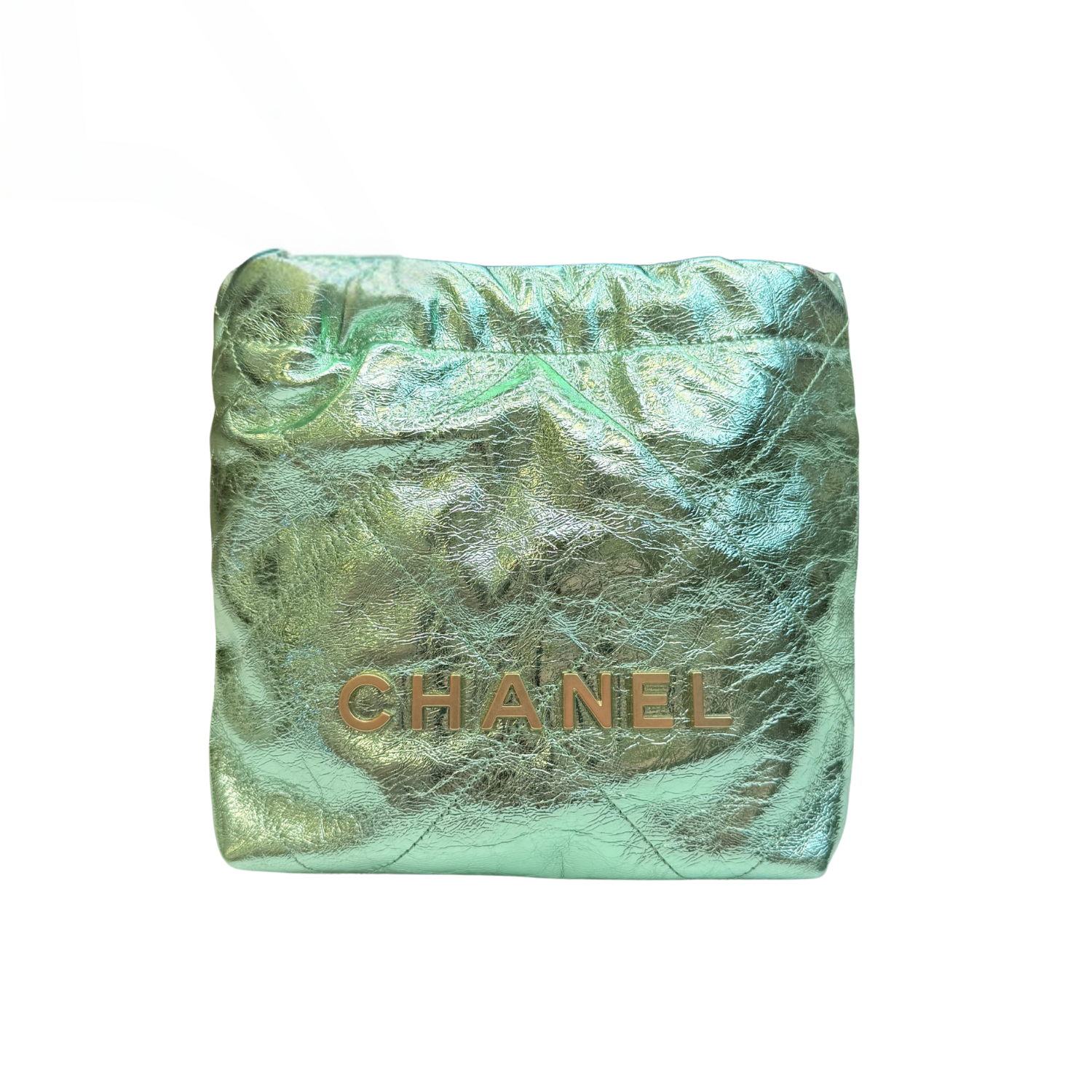 Chanel 22 Mini Handbag Metallic Green