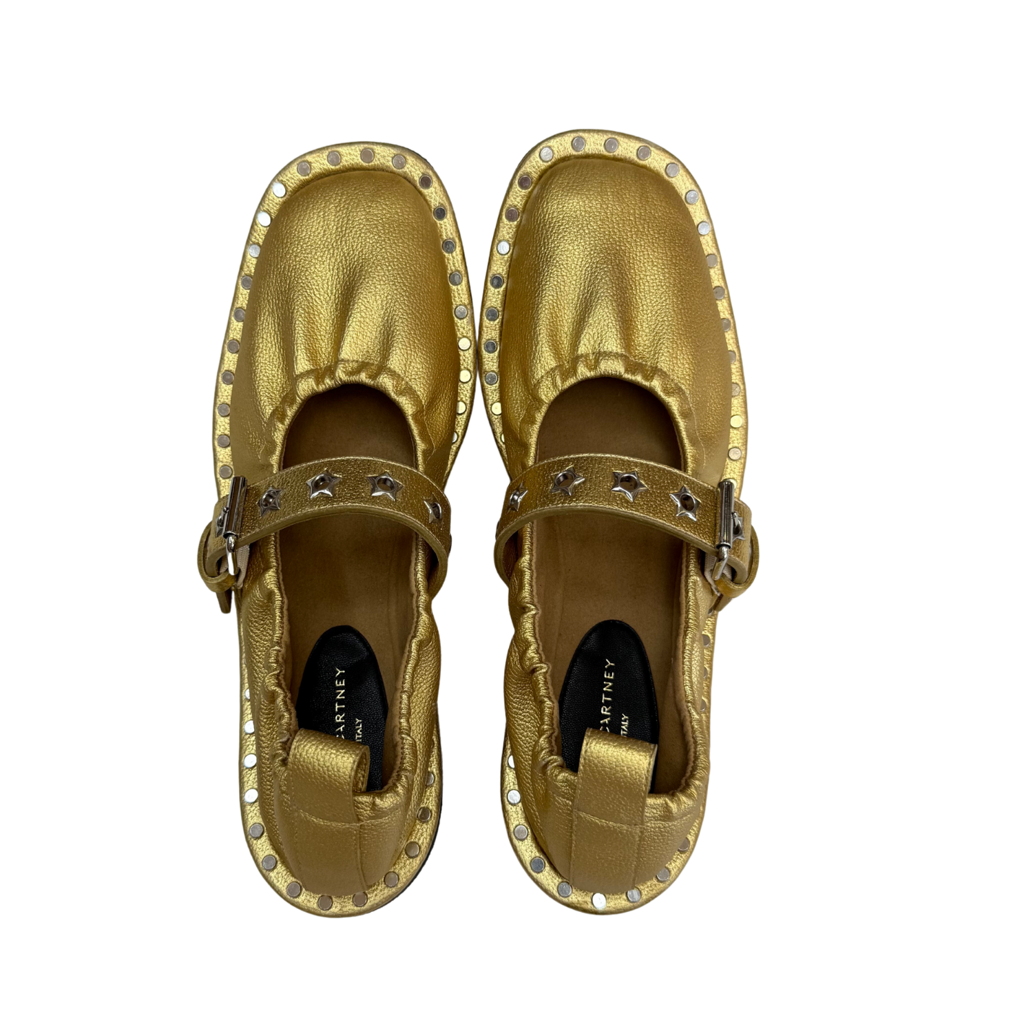 Stella McCartney Falabella Buckled Mary Jane Ballet Flats Gold