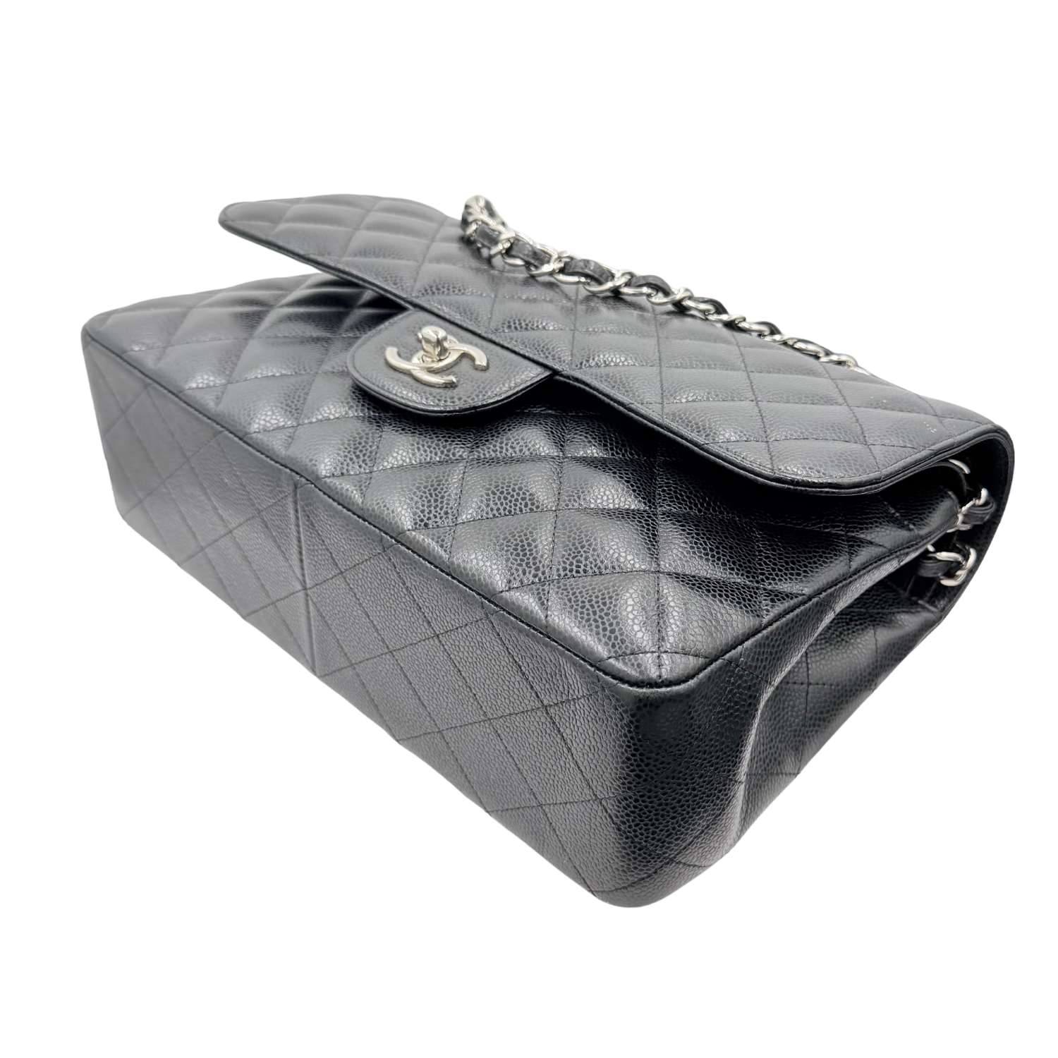 Jumbo Quilted Caviar Classic Double Flap Black