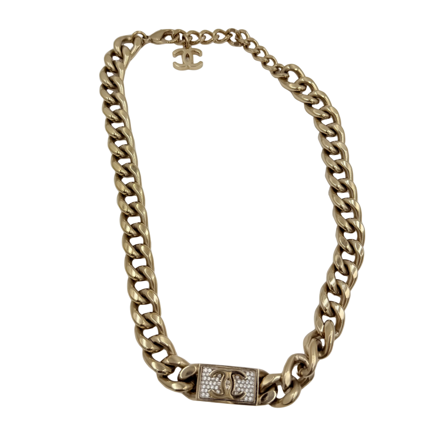 Chanel Strass CC Curb Link Choker Necklace