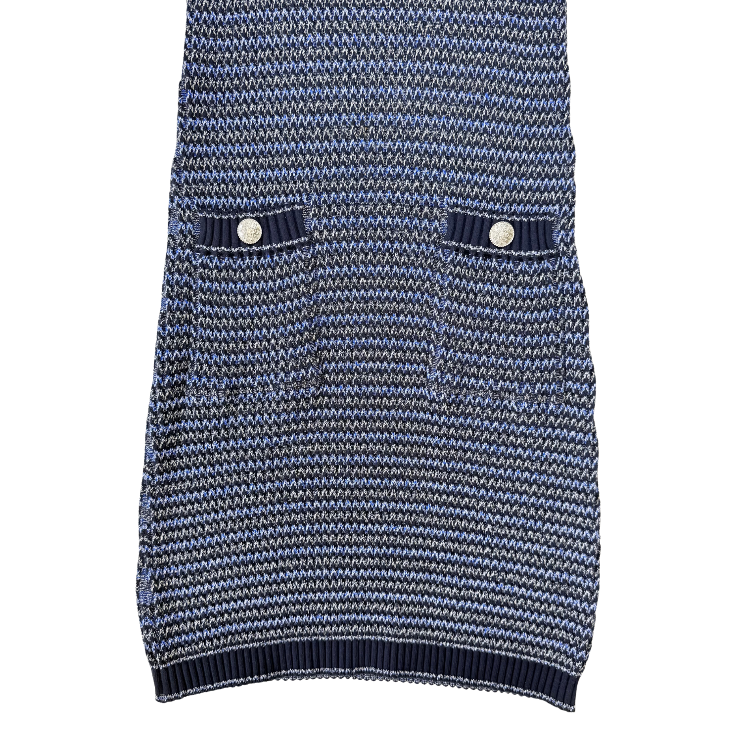 Chanel CC Knitted Midi Dress Blue & Black