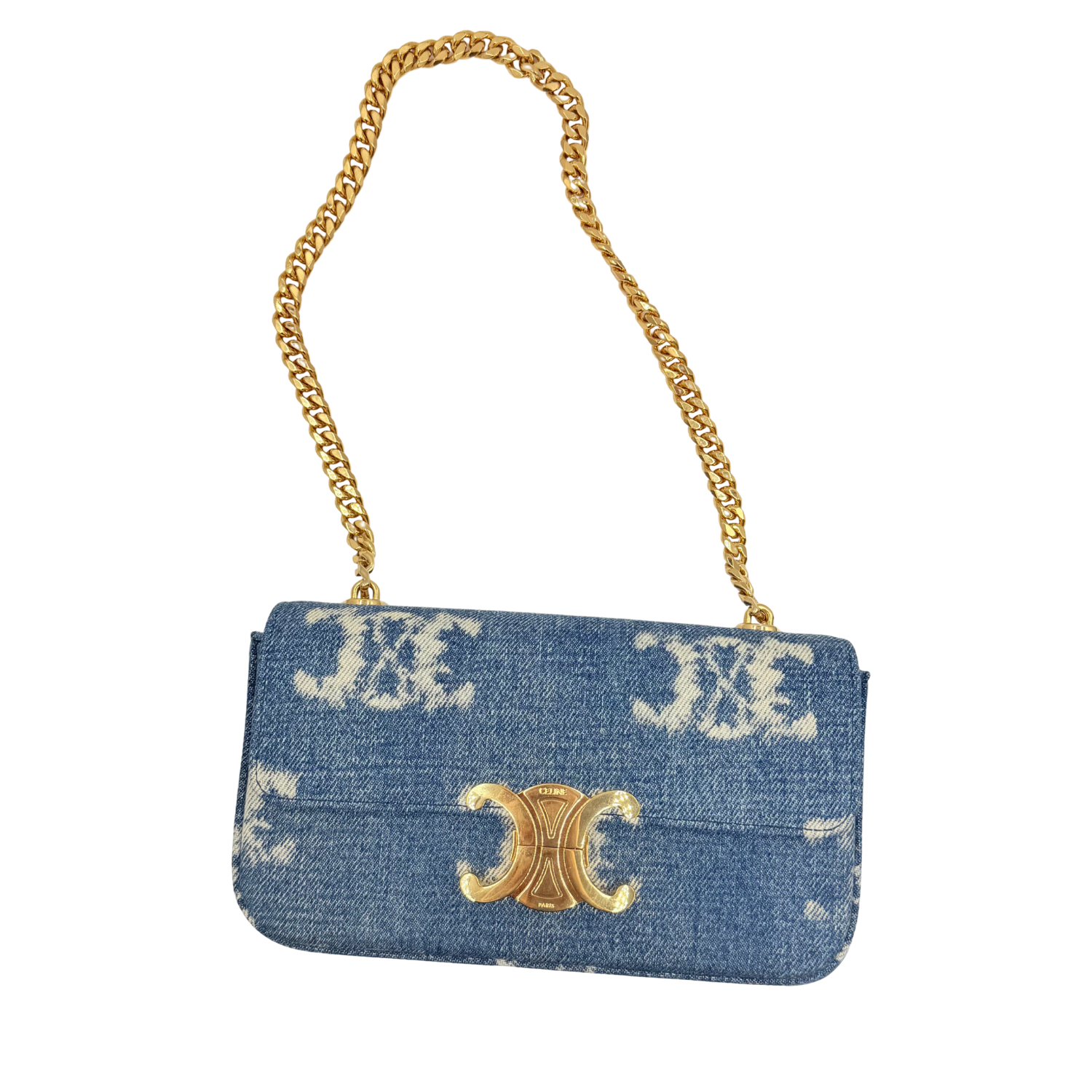 Celine Triomphe Claude Chain Bag Denim