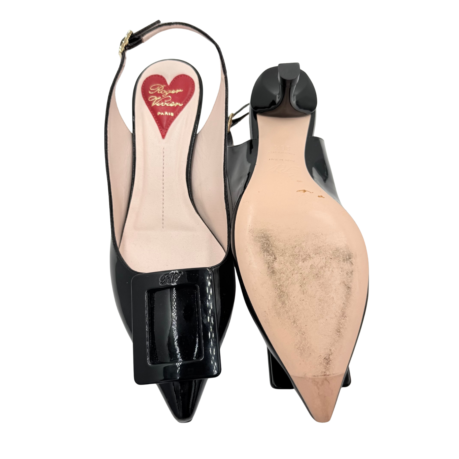 Roger Vivier Virgule Pointed Toe 55mm Slingback Kitten Heel Pump Black