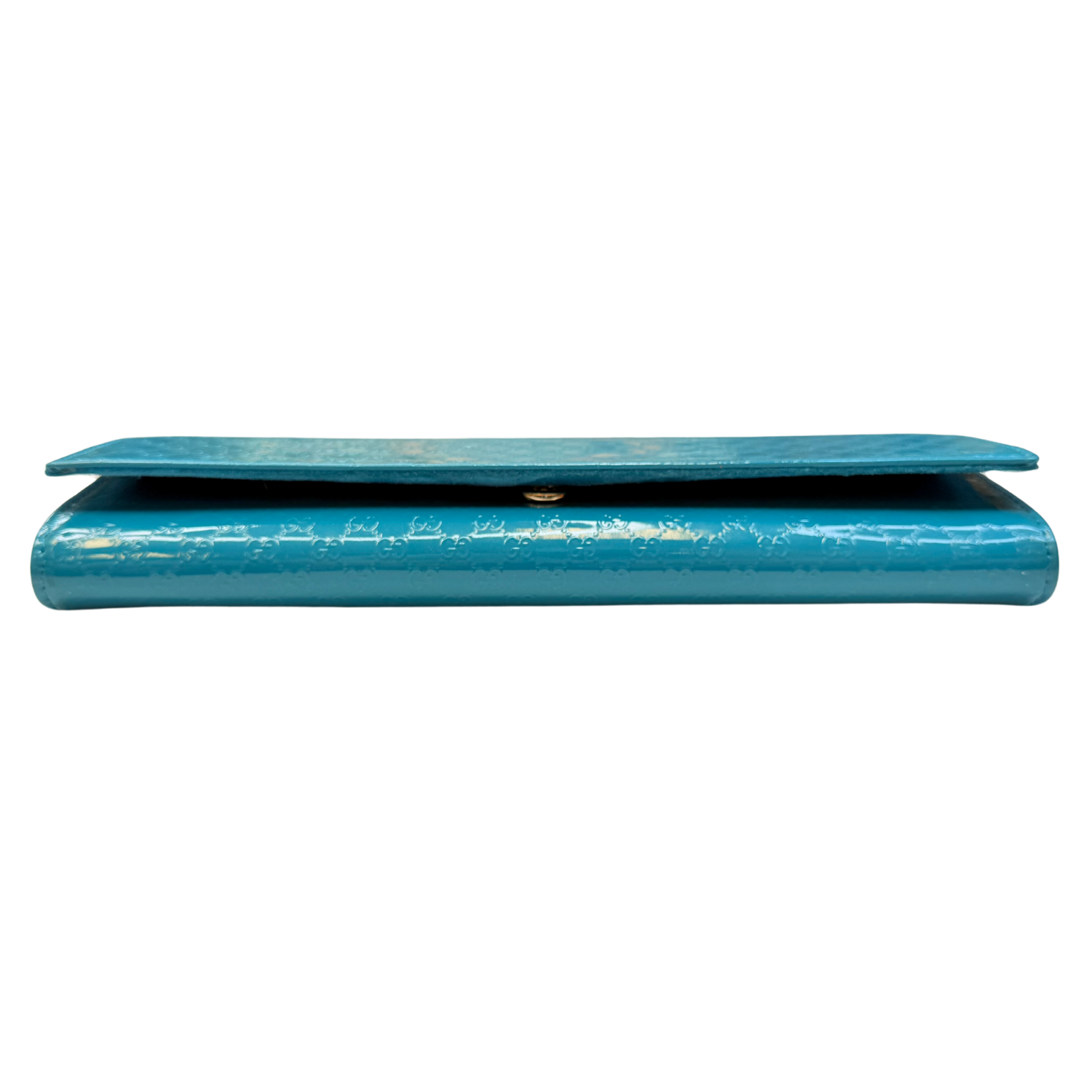 Gucci Microguccissima Patent Leather Broadway Clutch Teal