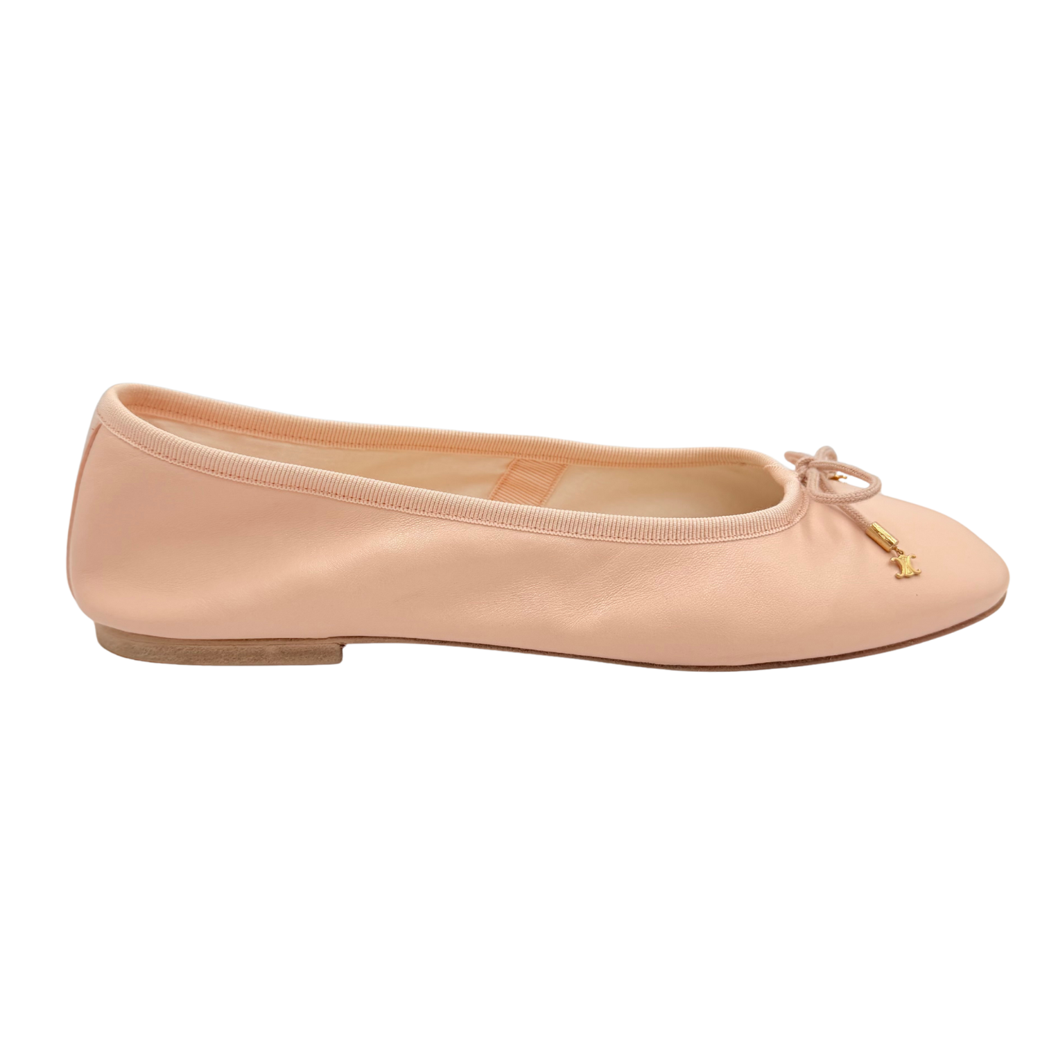 Celine Leather Bow Accents Ballet Flats Blush Pink