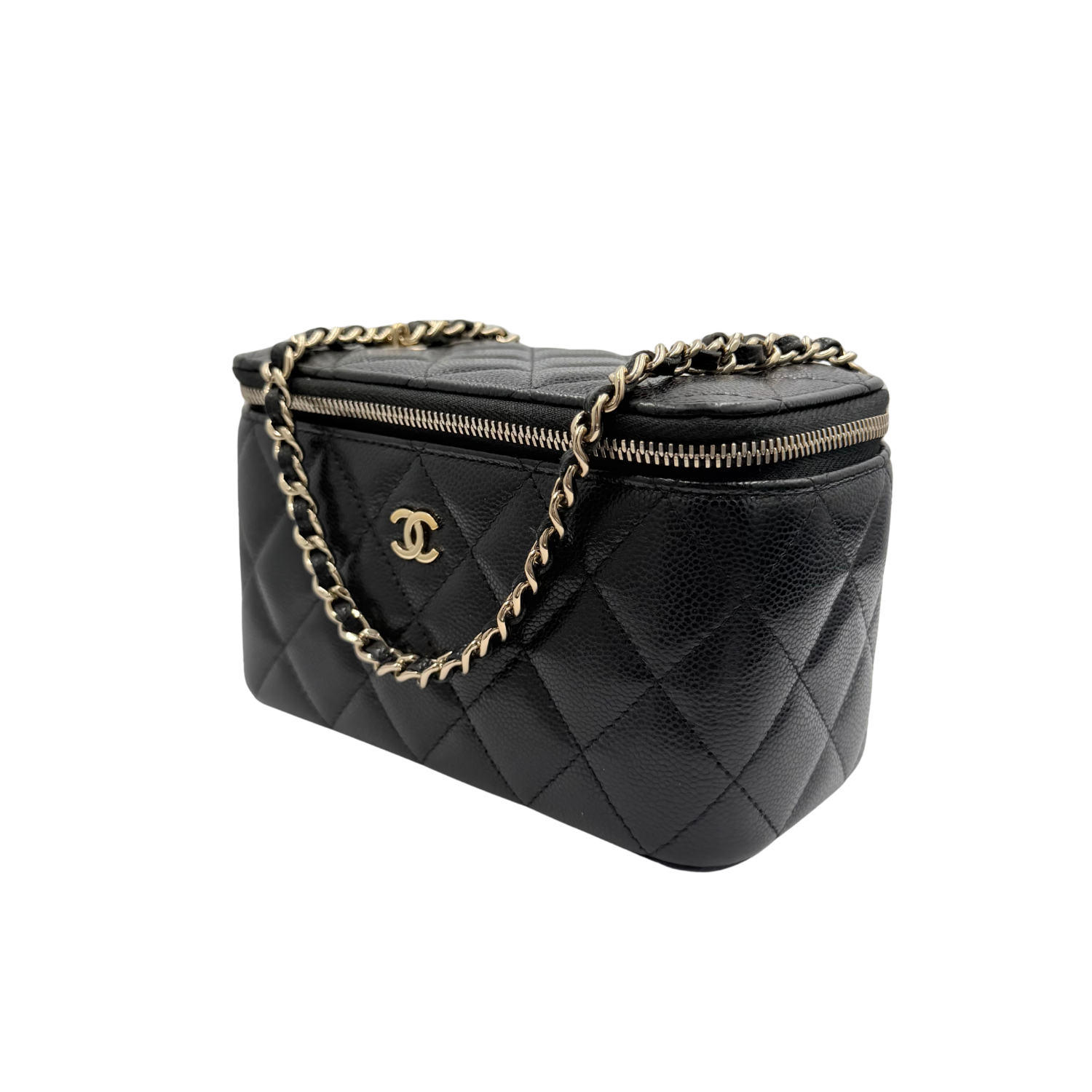 Chanel Medium Quilted Caviar Leather Vanity Case Black