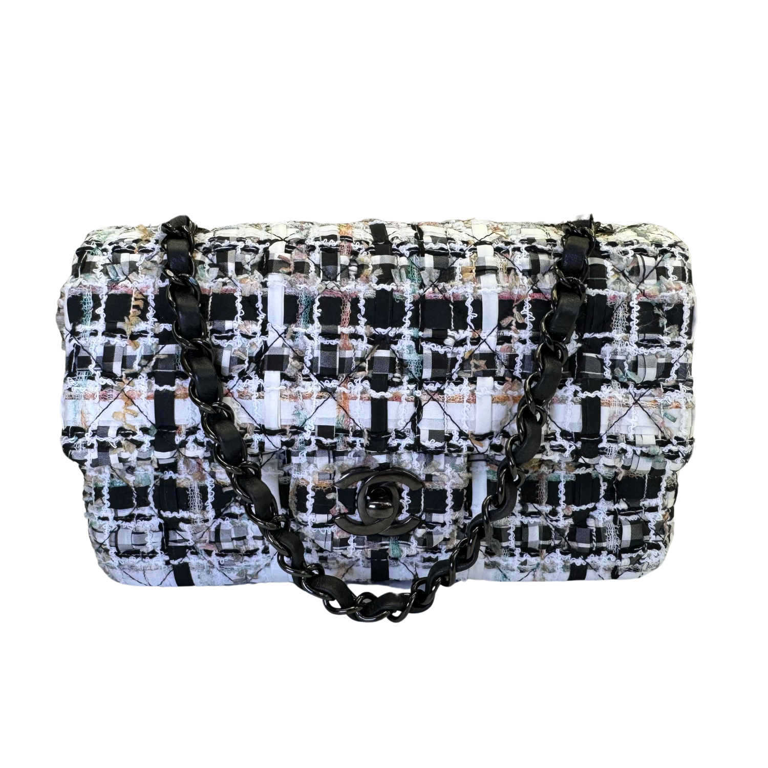 Chanel Tweed Mini Flap Bag 2022 Black White