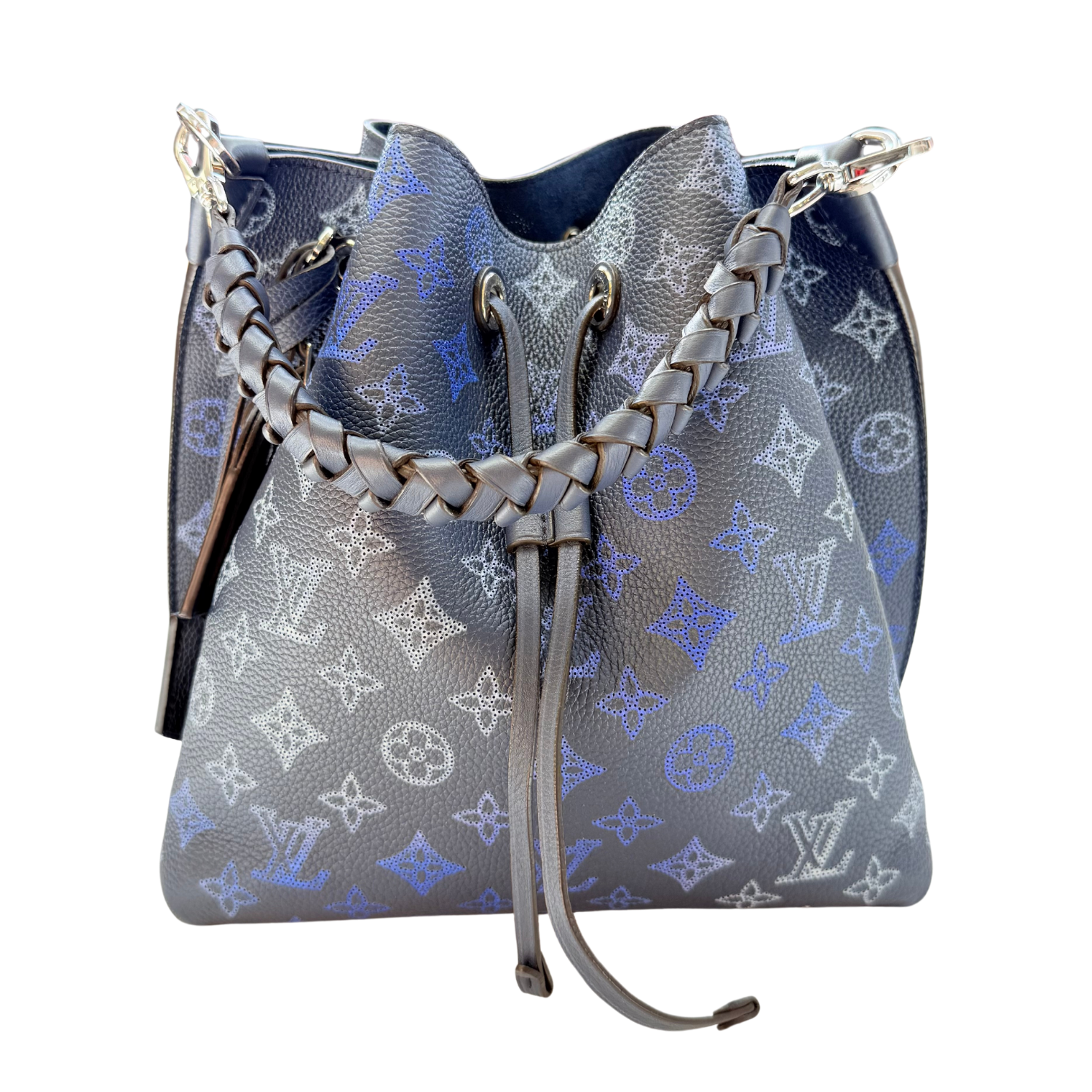 Louis Vuitton Muria Bucket Bag Flight Mode Mahina Leather Blue