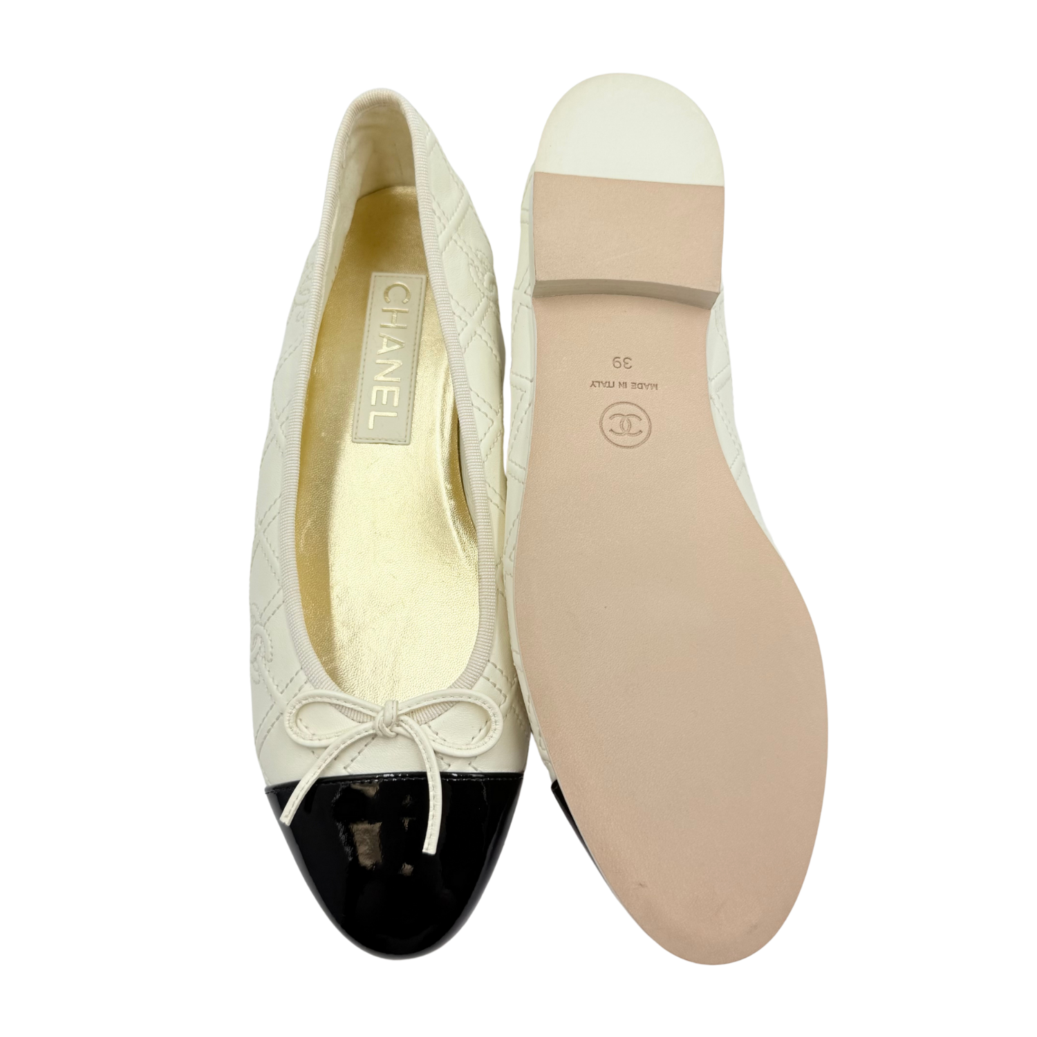 Chanel CC Ballet Flats White & Black