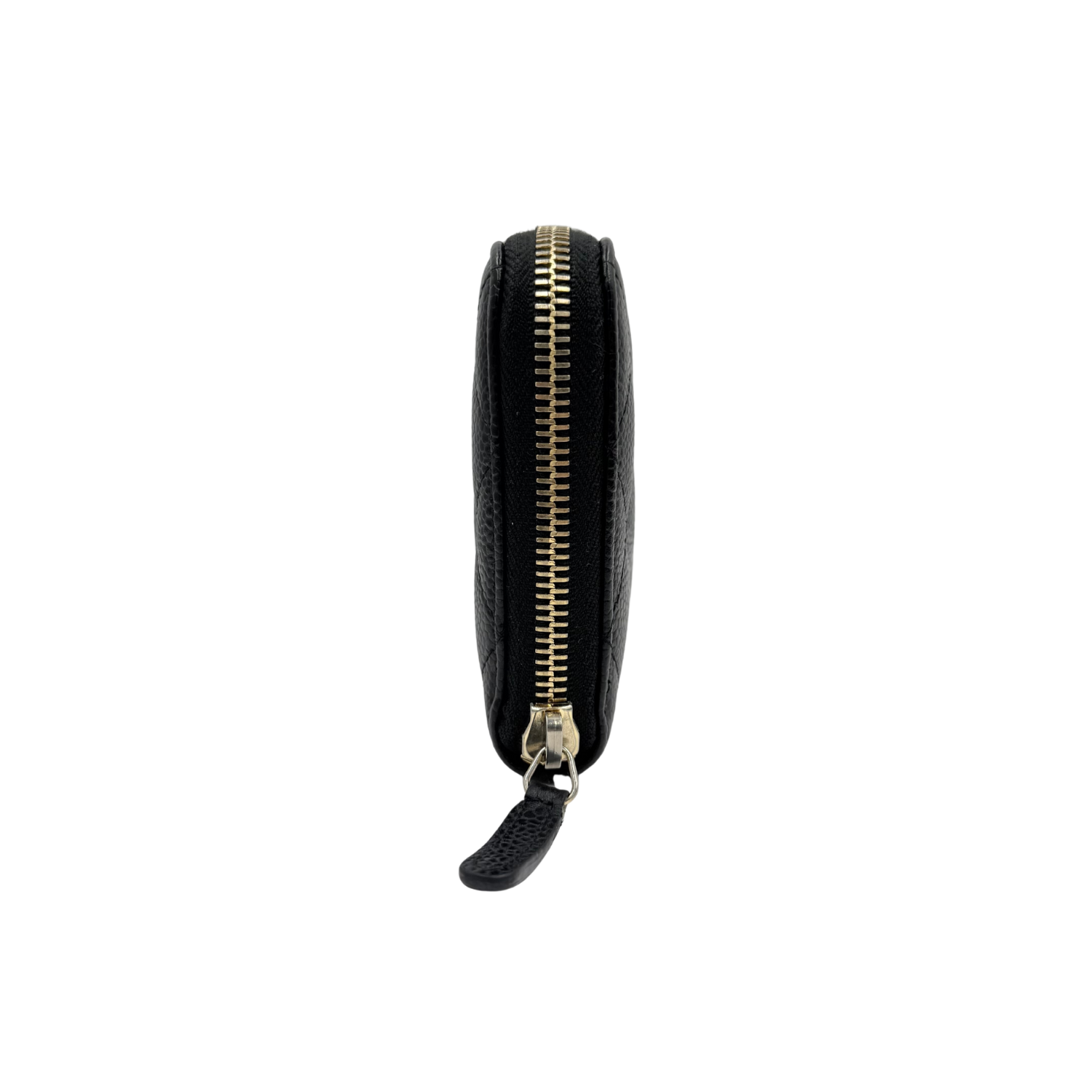 Chanel Large Quilted Caviar Leather L-Gusset Zip Wallet Black