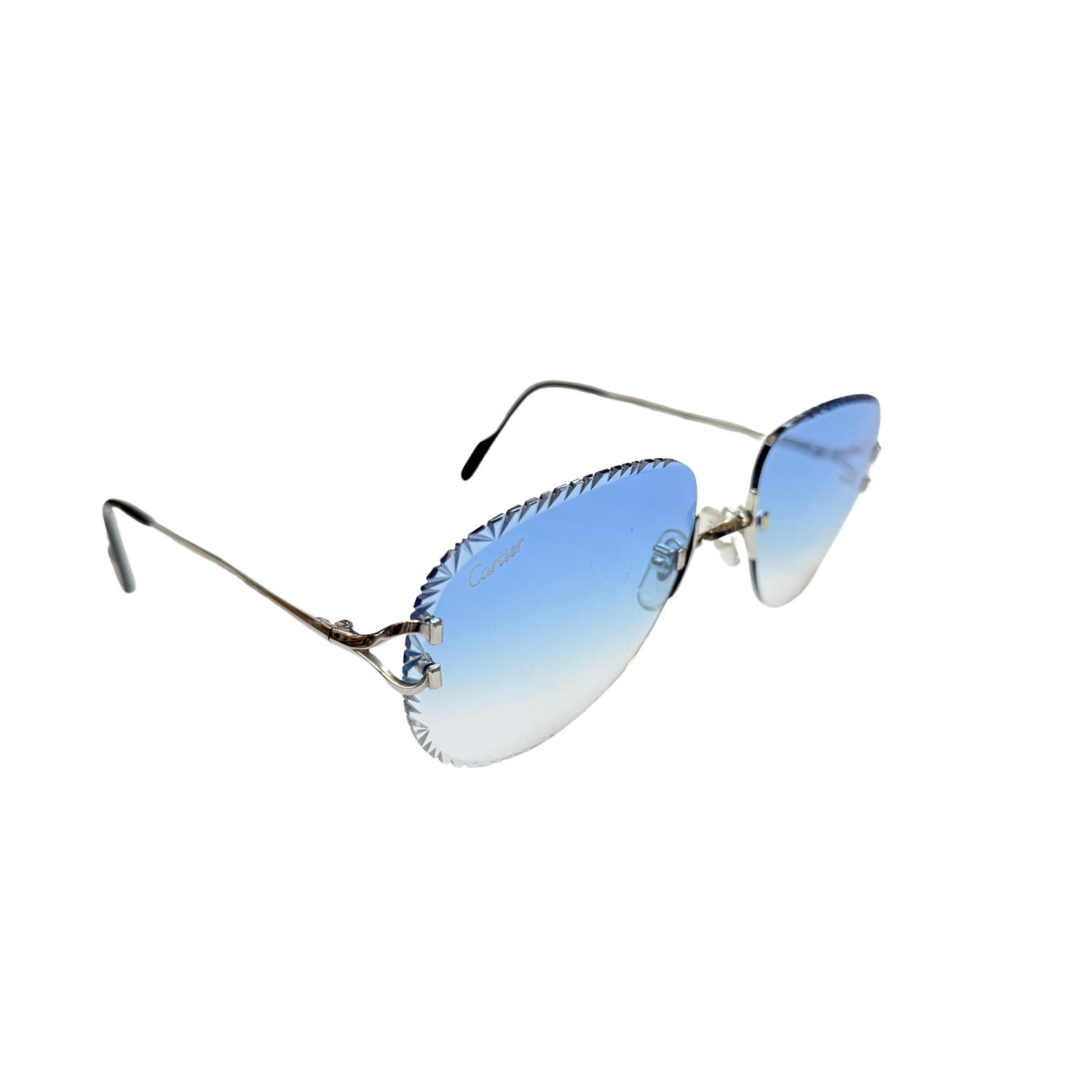 Cartier Gabardine Rimless Sunglasses Blue