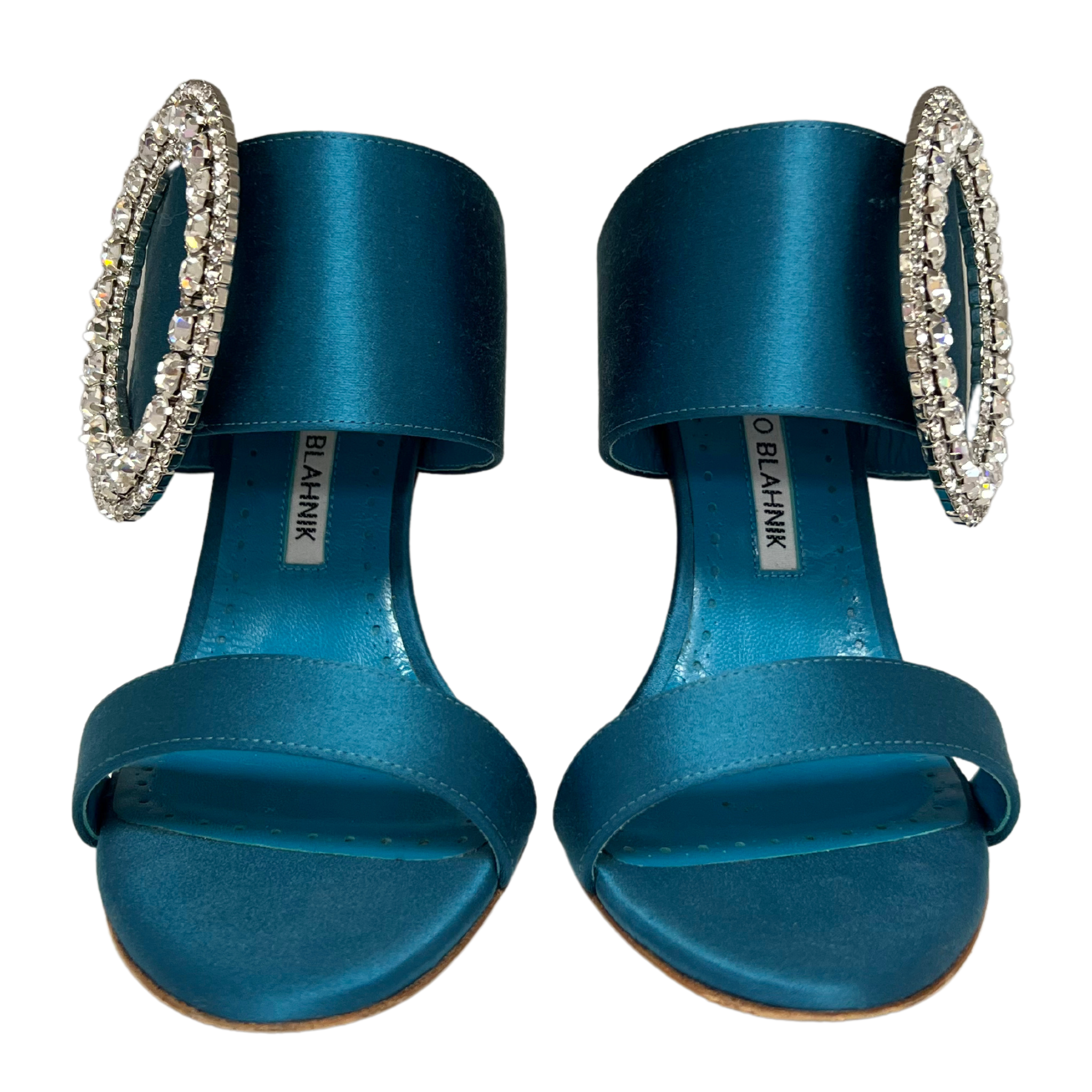 Manolo Blahnik Fibiona Crystal Satin Mule
