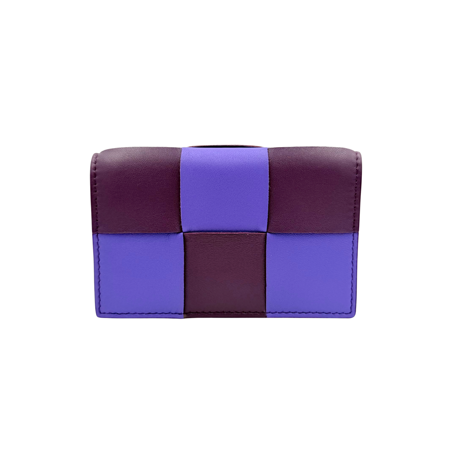 Bottega Veneta Small Intrecciato Leather Cassette Flap Card Case Two Tone Purple